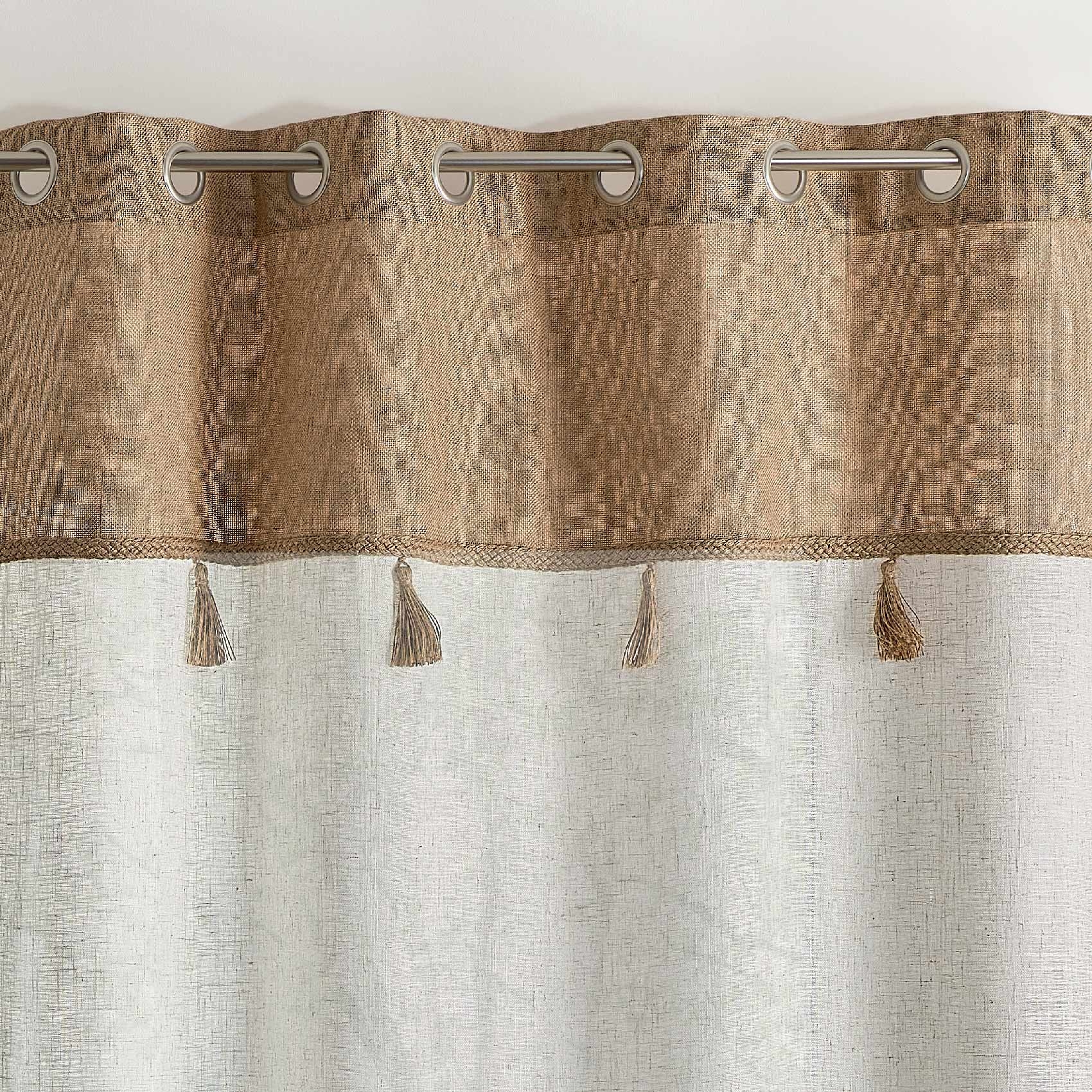 Voilage avec parement en jute et pompons — vue 3