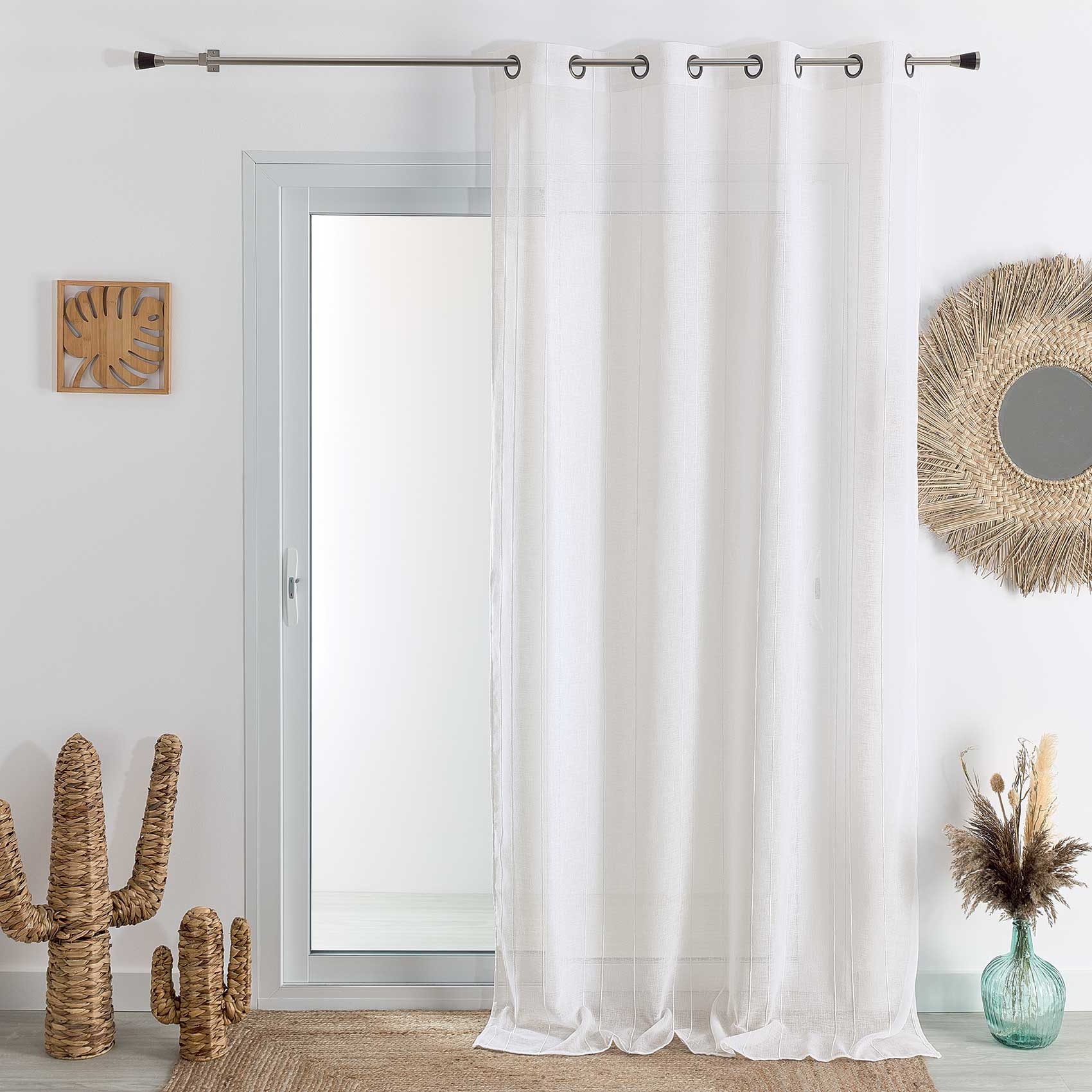 Voilage tamisant uni à fines rayures — vue 5