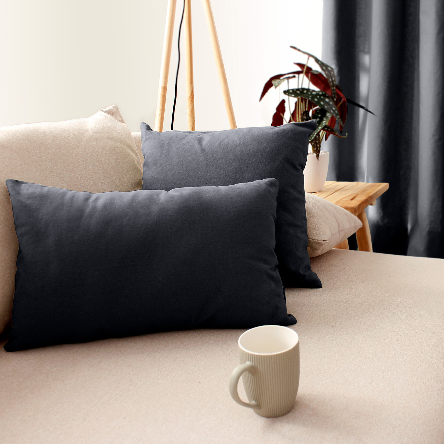 Coussin non déhoussable en coton uni — vue 3