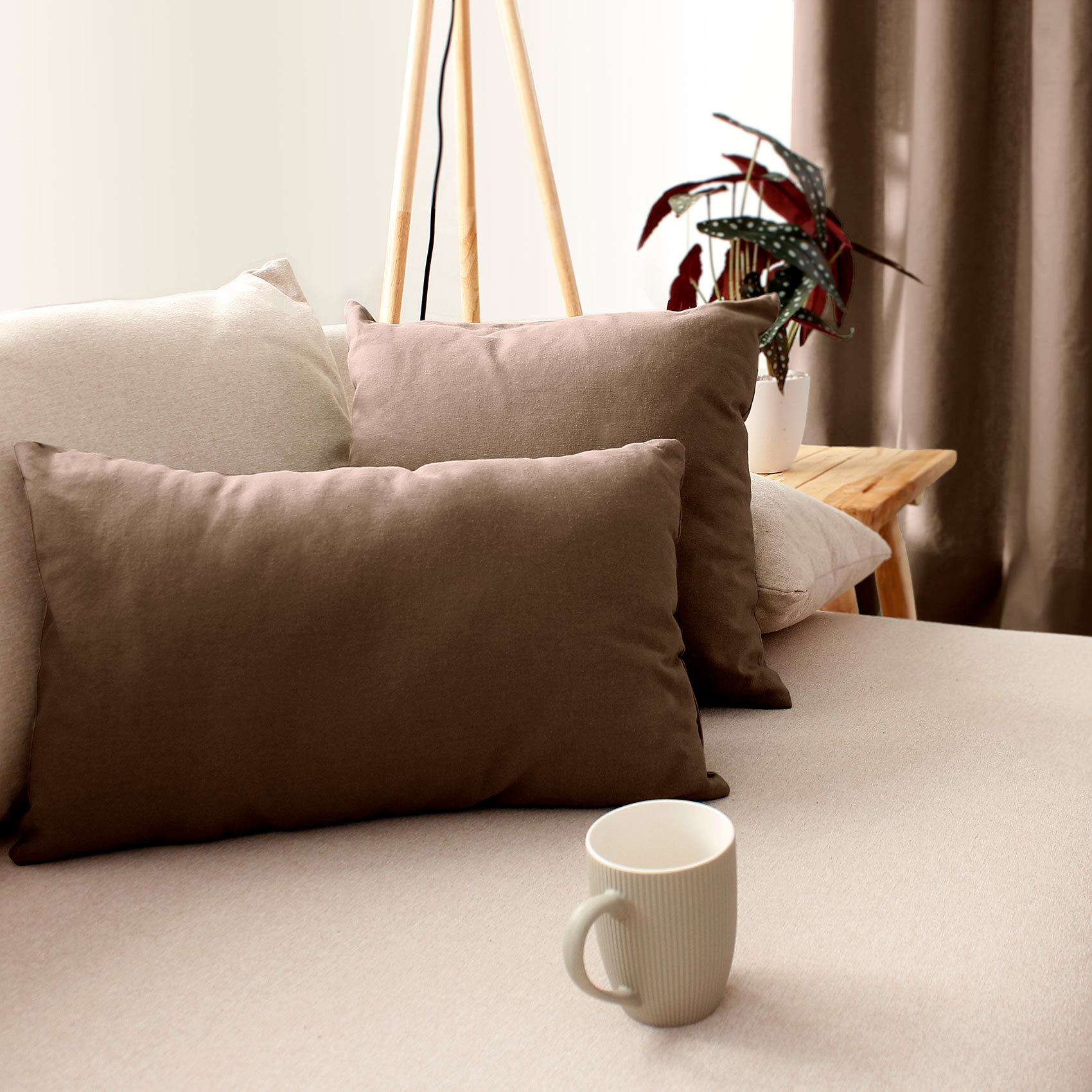 Coussin non déhoussable en coton uni — vue 5