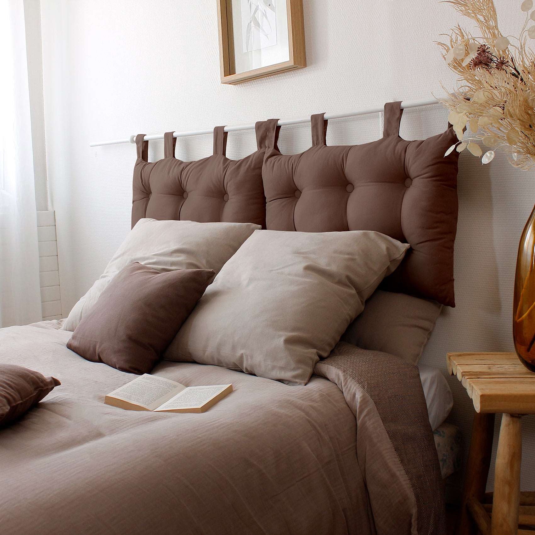 Coussin tête de lit en coton et pattes boutonnées — vue 5