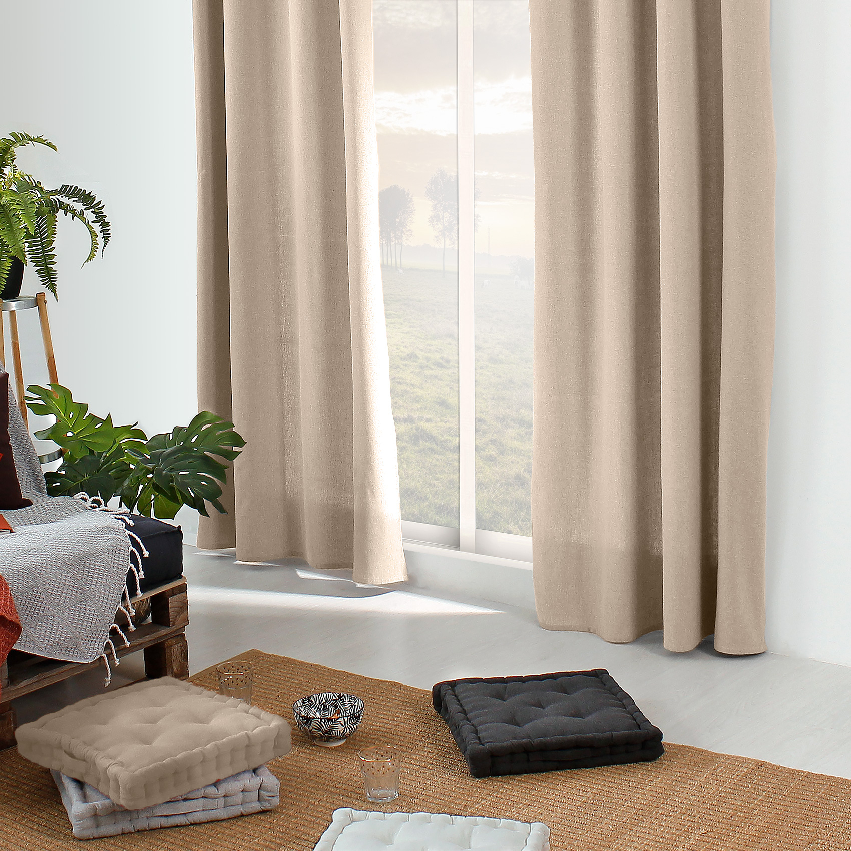 Rideau en coton recyclé effet chiné