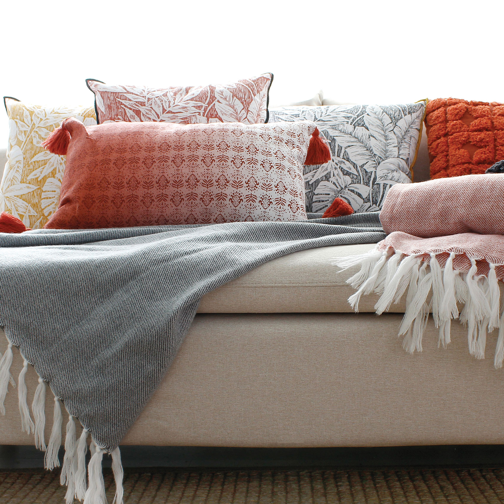 Plaid jacquard à longues franges — vue 3