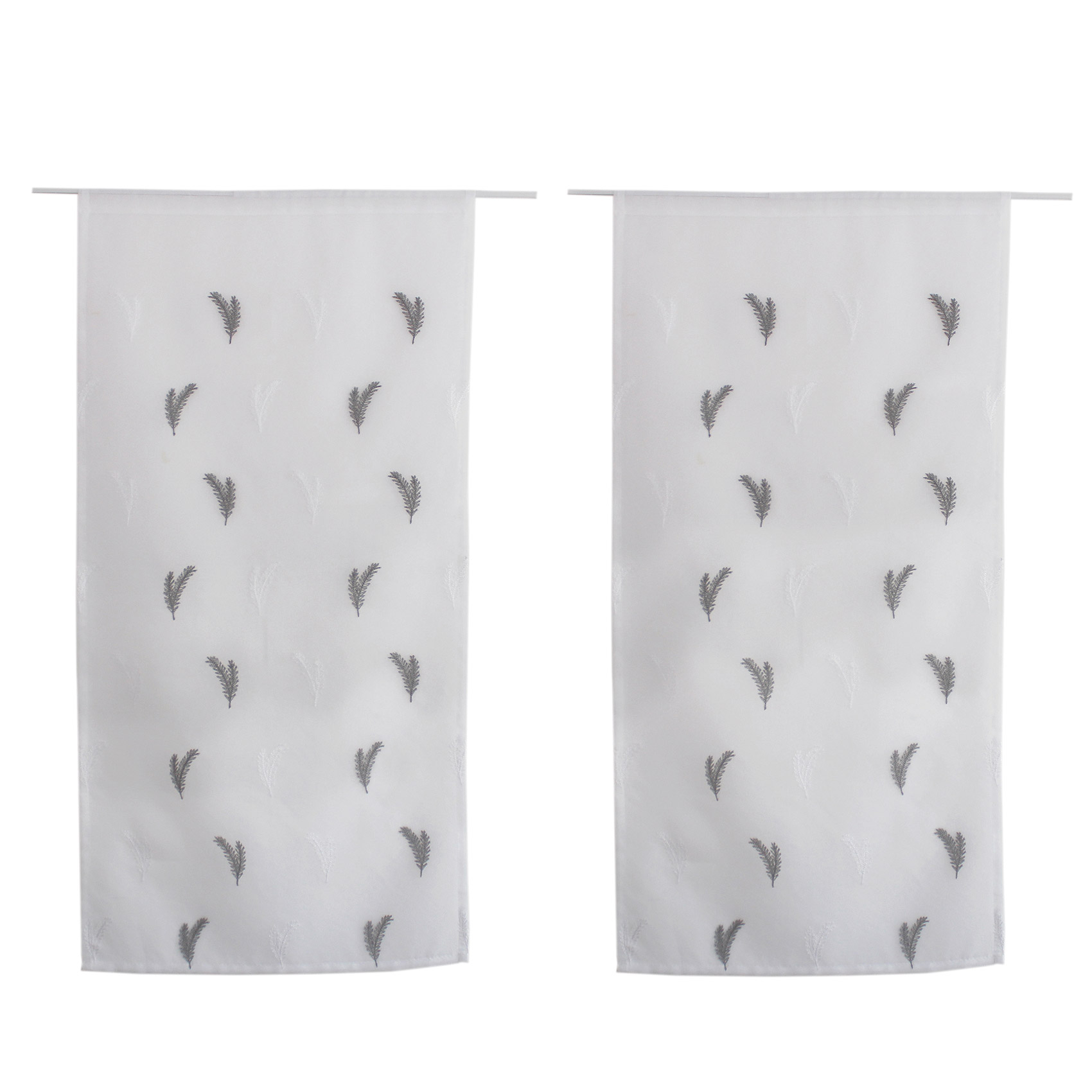 Paire de petits voilages aux broderies bicolores — vue 3