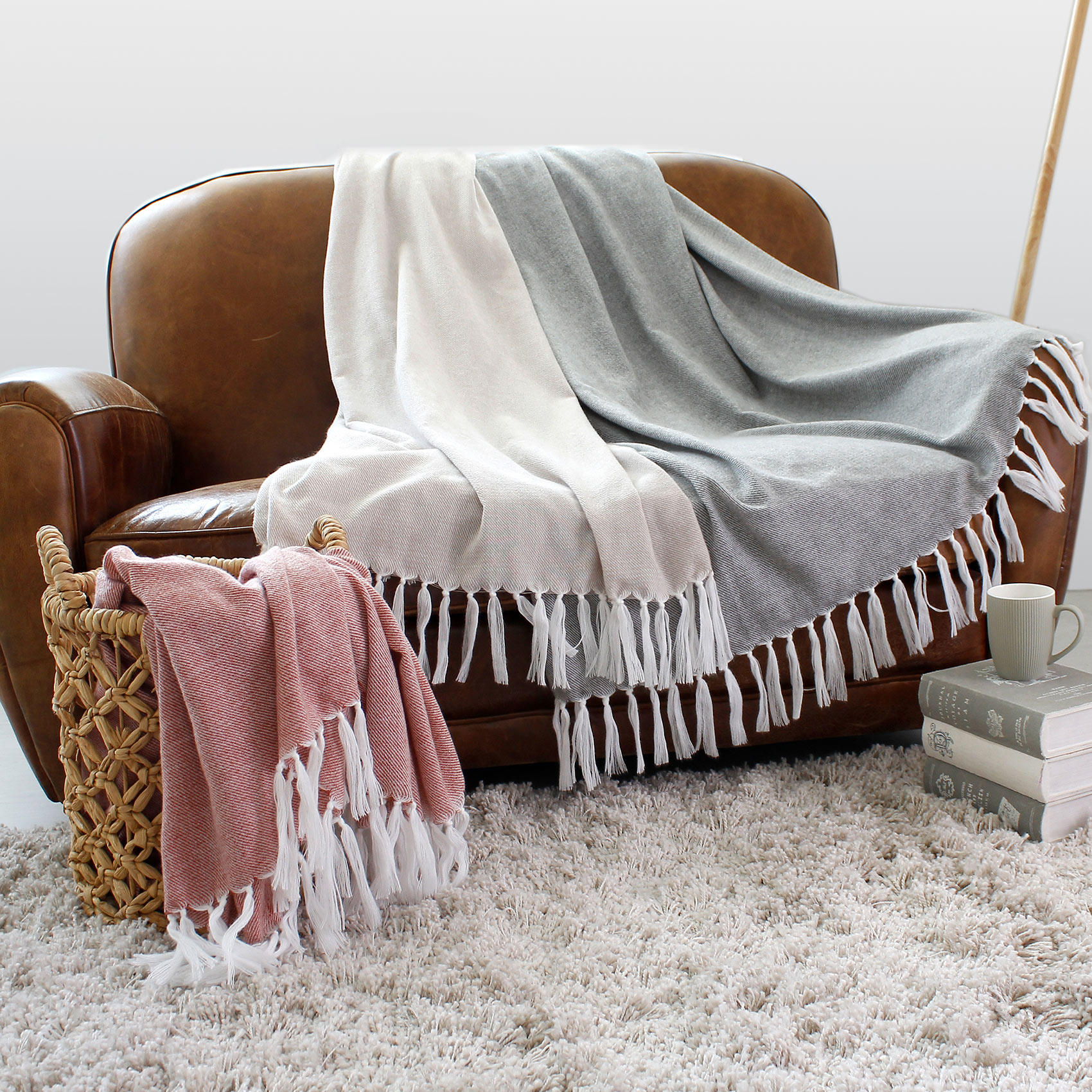 Plaid jacquard à longues franges — vue 5