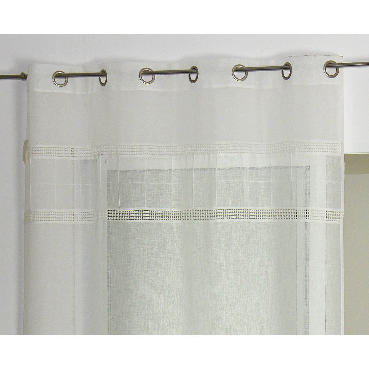 Voilage en étamine avec parement ivoire — vue 3