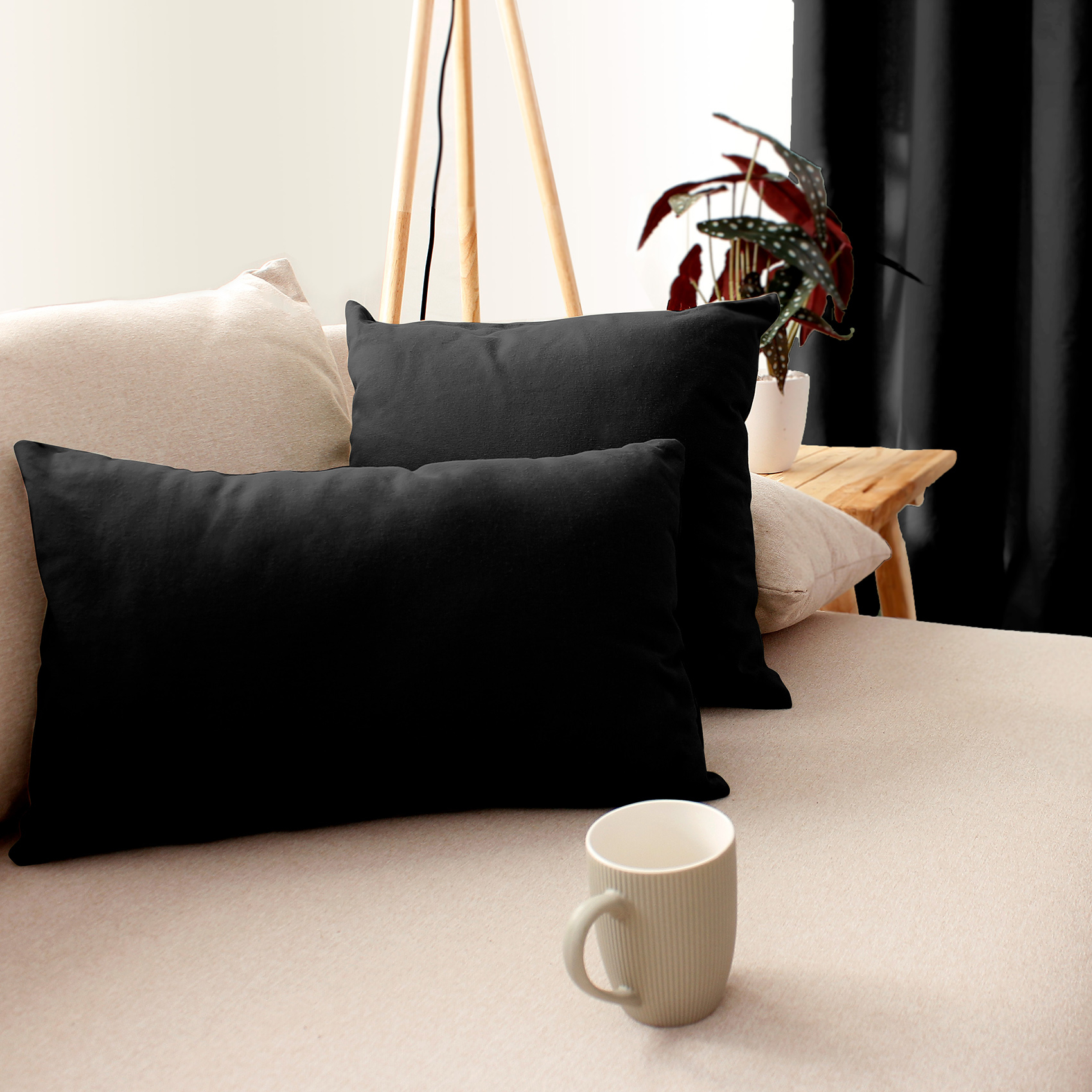 Coussin déhoussable uni en coton — vue 5