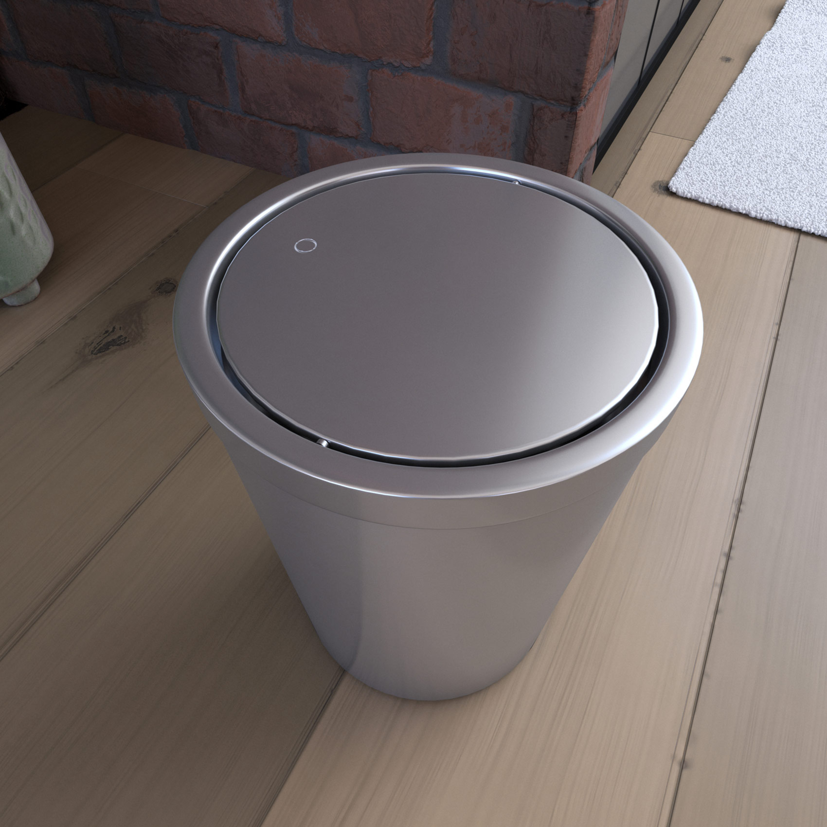 Poubelle avec couvercle pivotant — vue 3