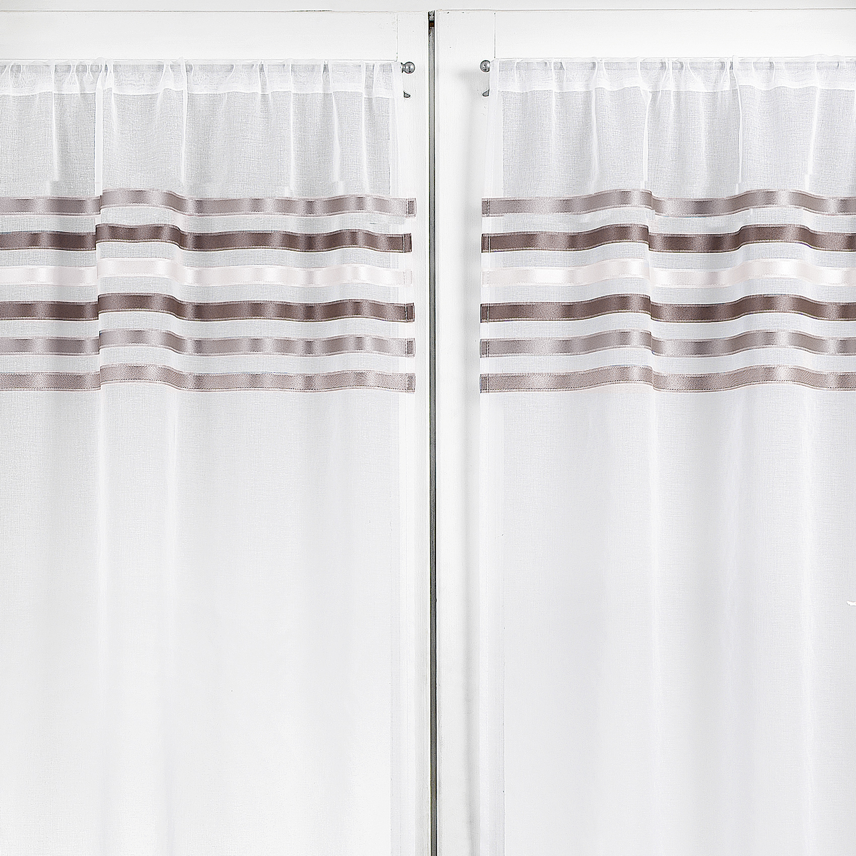 Rideau droit à la paire en Etamine Rayures horizontales — vue 4