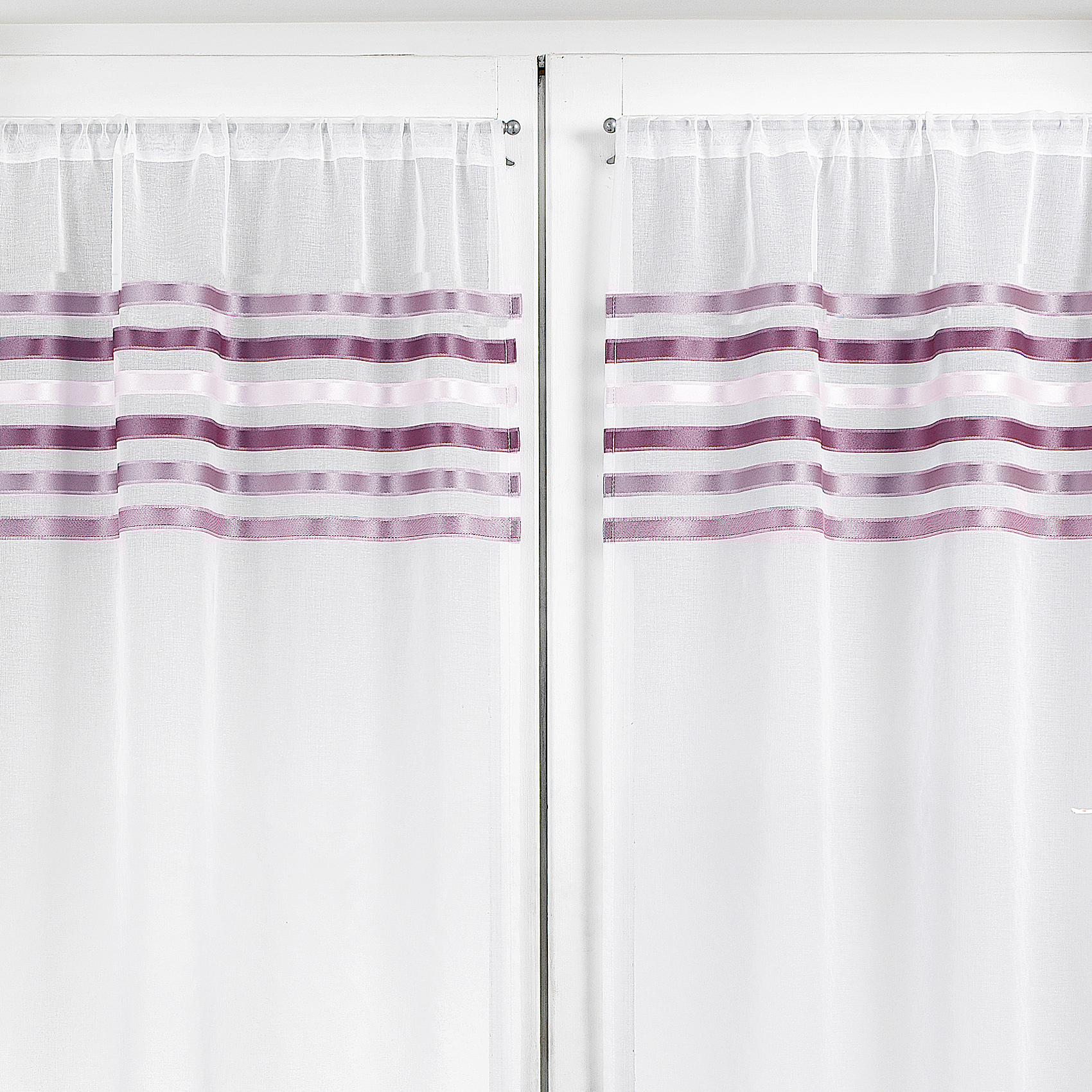Rideau droit à la paire en Etamine Rayures horizontales — vue 6