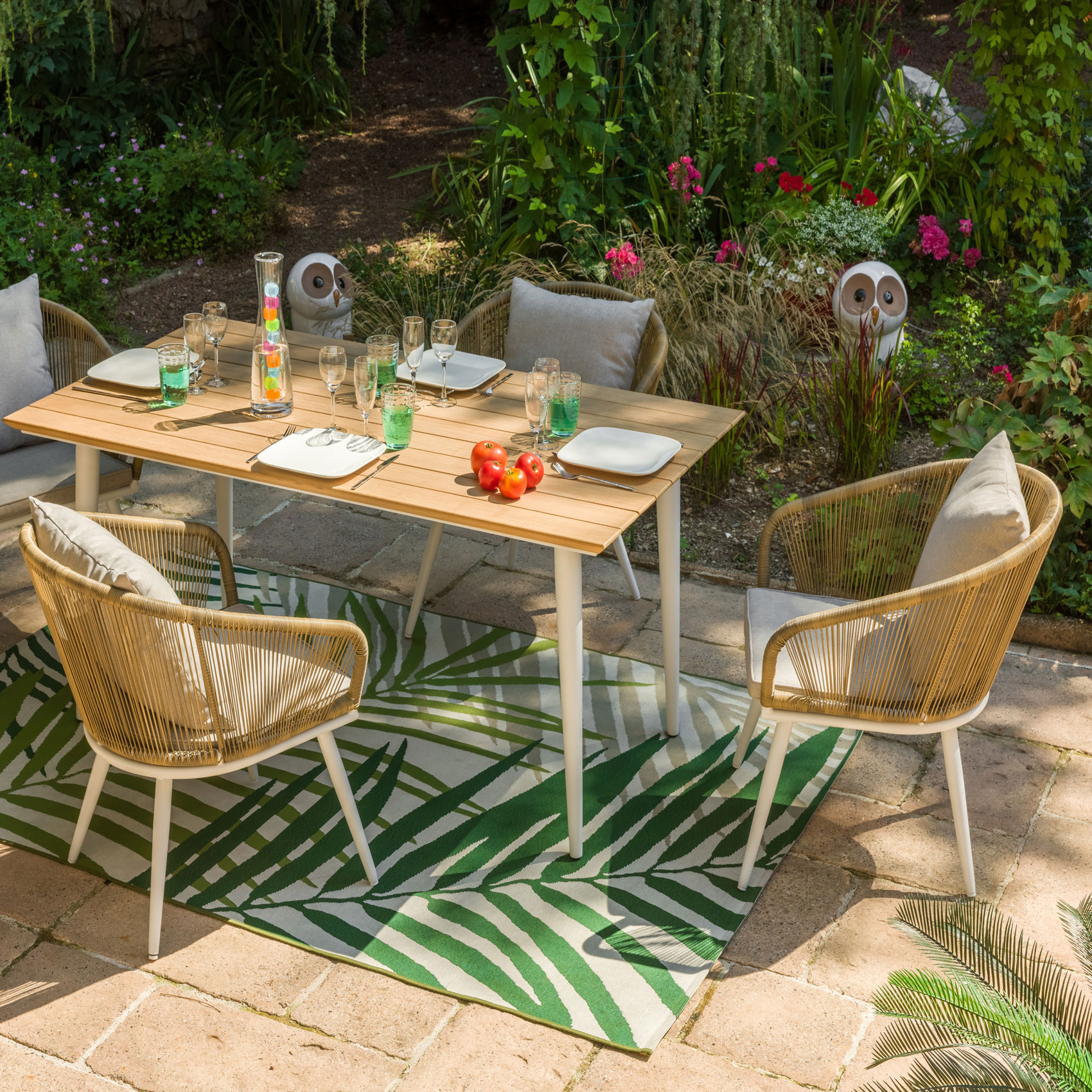 Table rectangulaire en acier et teck — vue 5