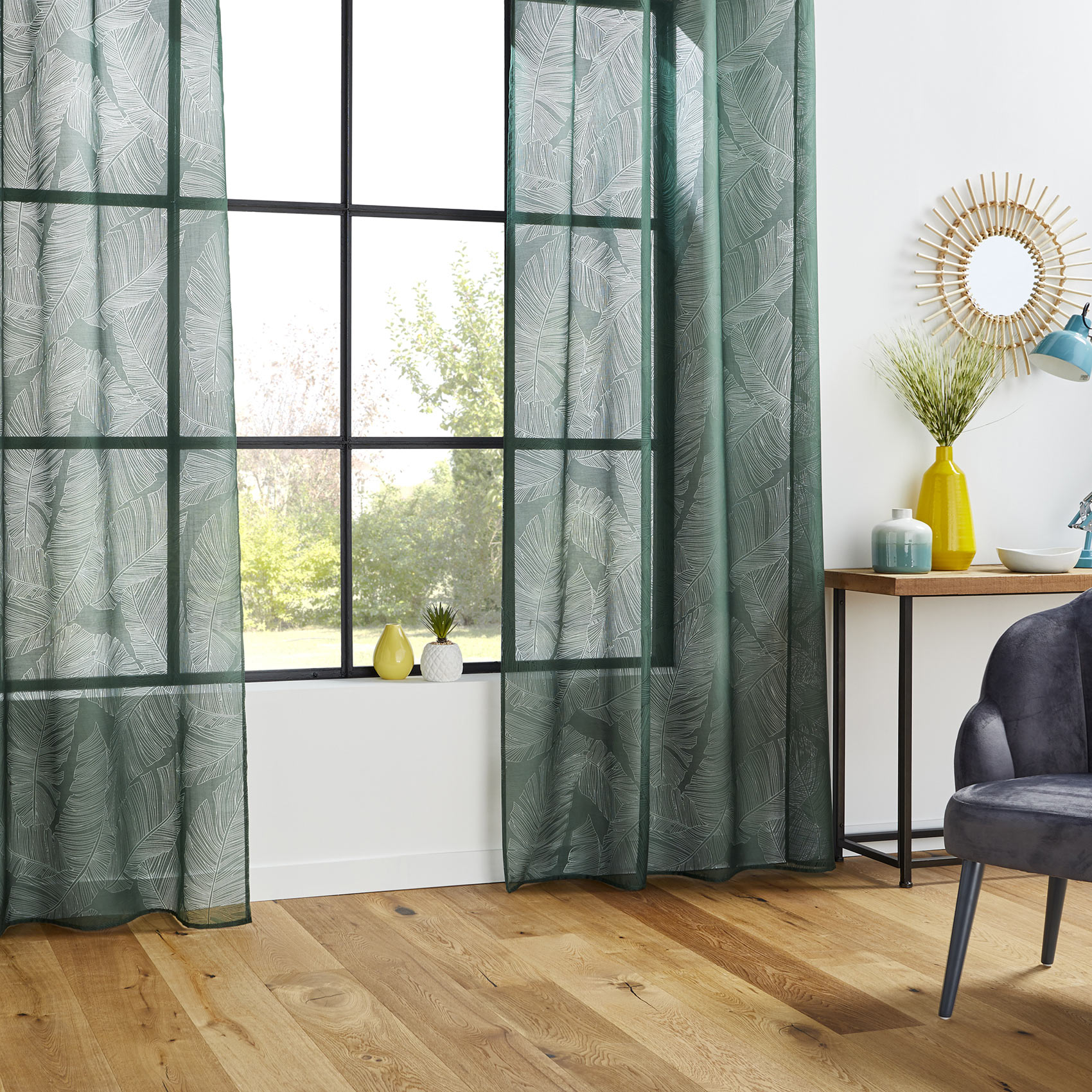 Voilage tamisant imprimé feuilles — vue 5