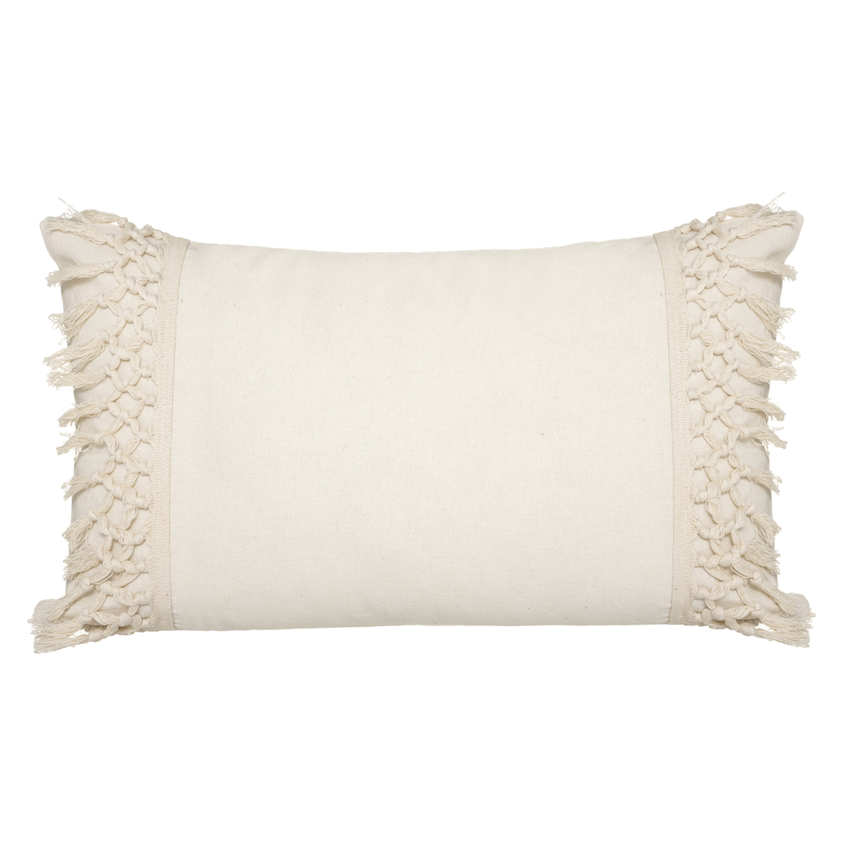 Coussin en coton et macramé