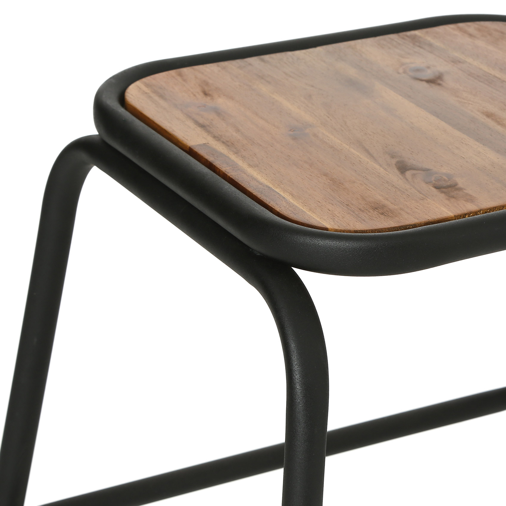 Lot de 2 tabourets style indus métal et bois — vue 4
