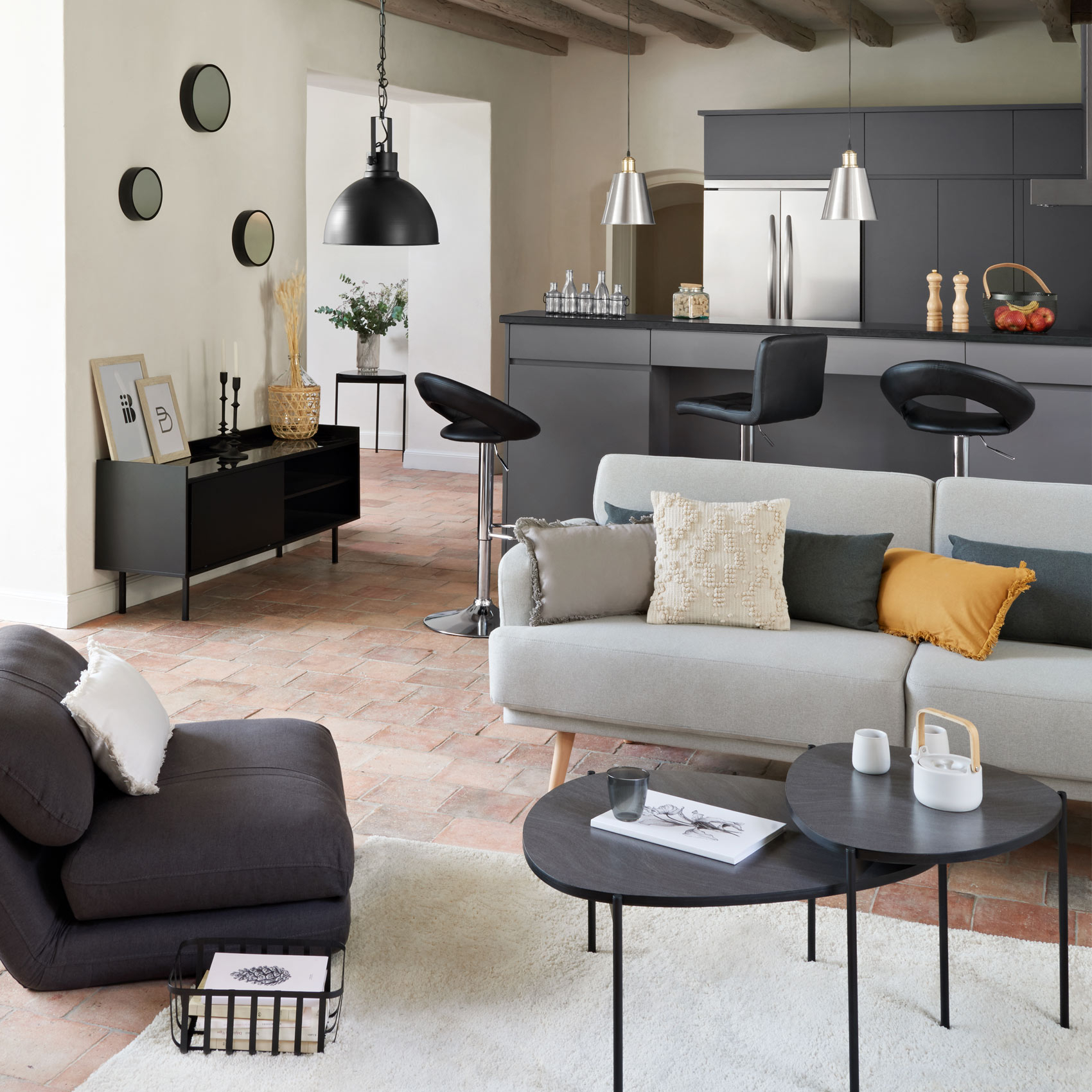 Canapé convertible 3 places uni — vue 4