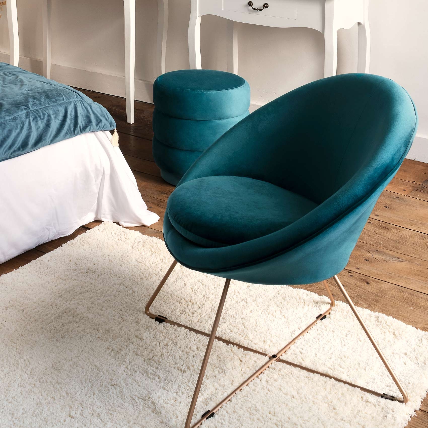 Pouf rond en velours — vue 6