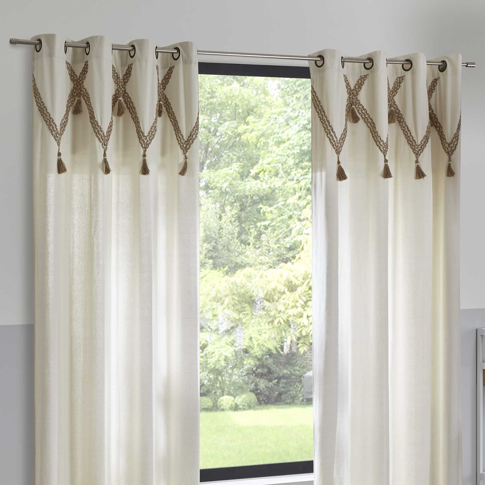 Rideau à pompons en coton et jute — vue 4