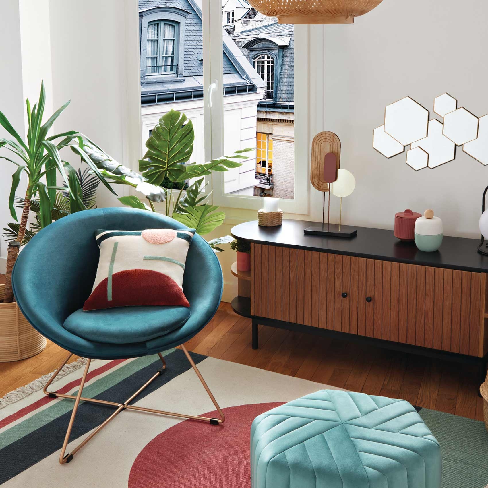 Fauteuil en velours esprit sixties — vue 5