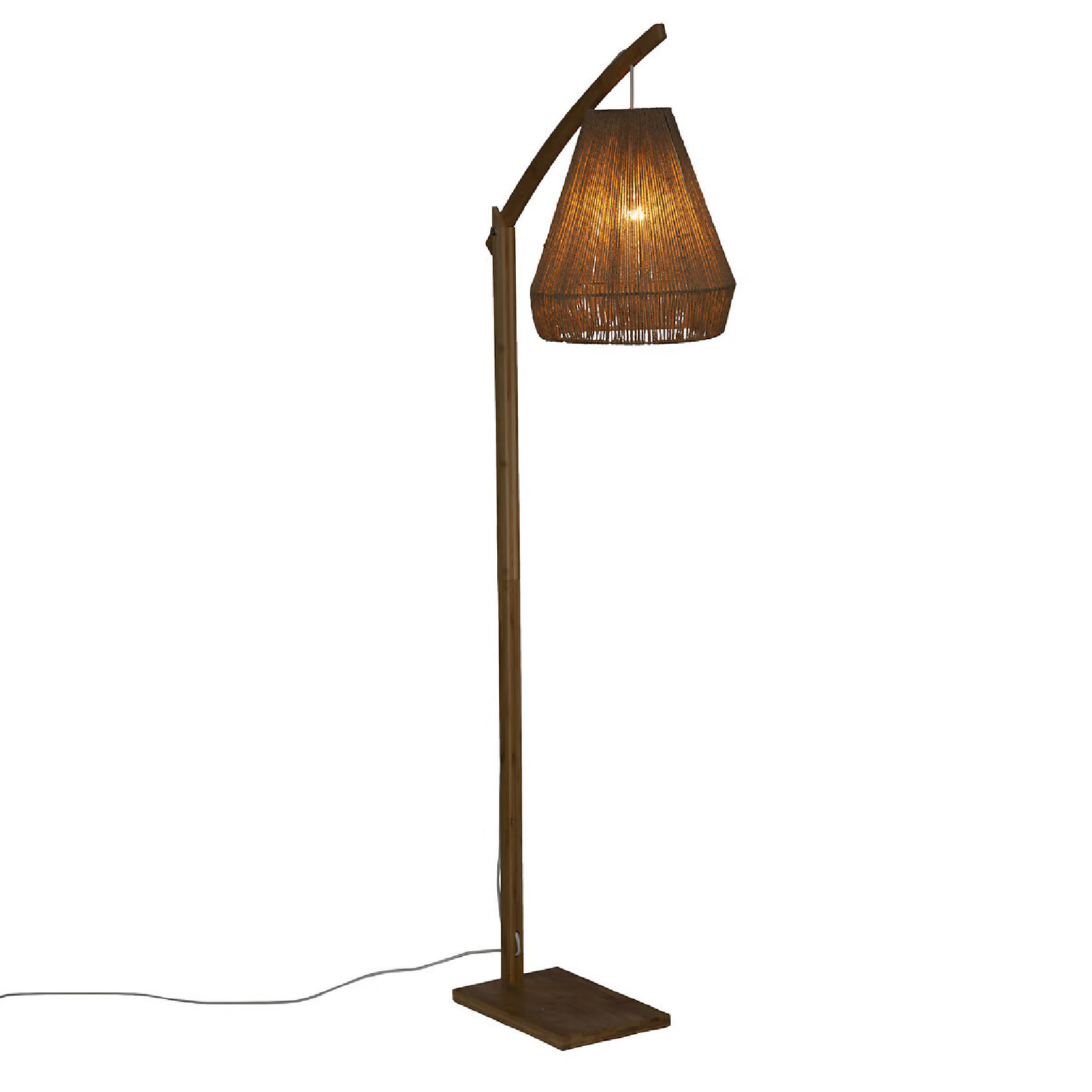 Lampadaire bohème bambou et corde — vue 3