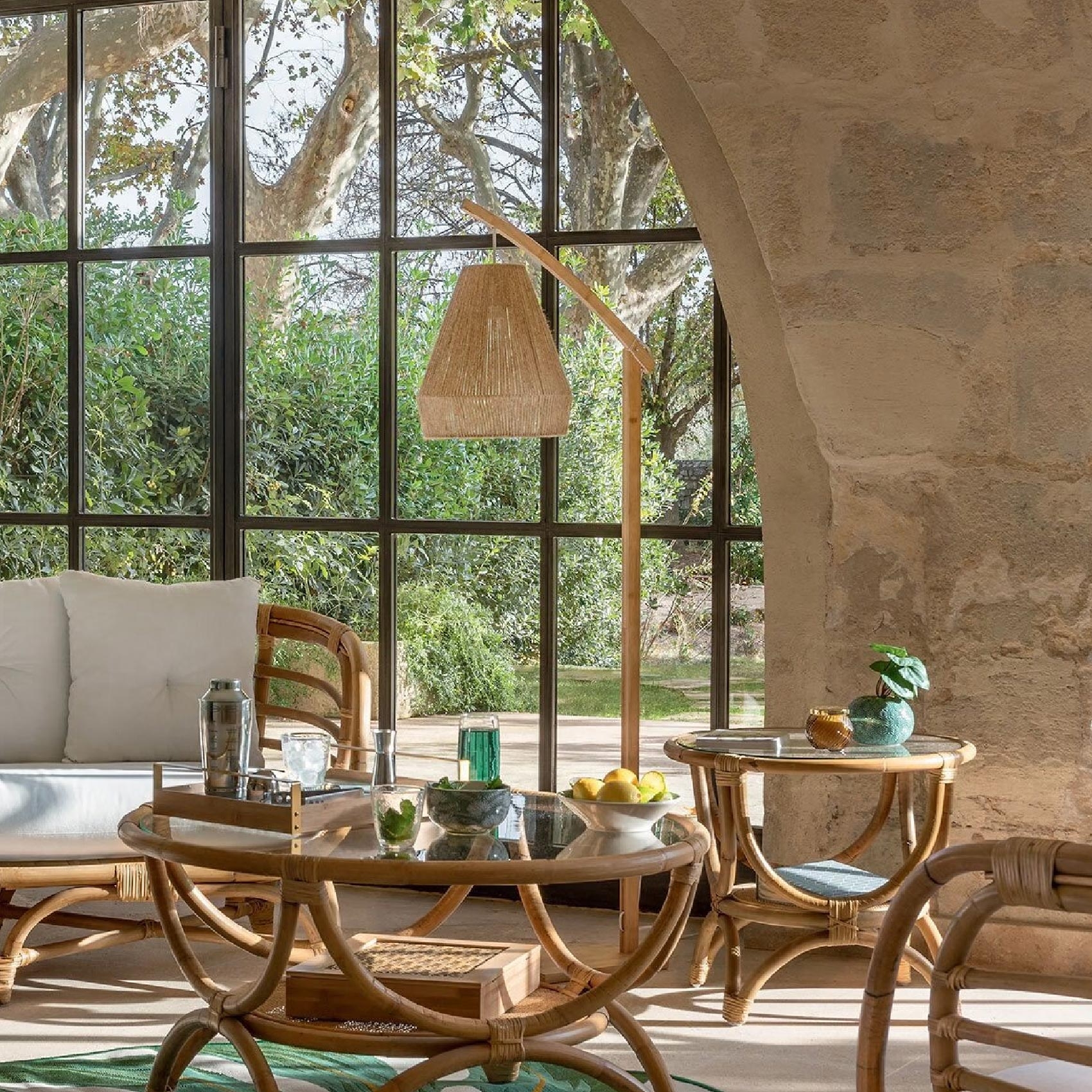 Lampadaire bohème bambou et corde — vue 4