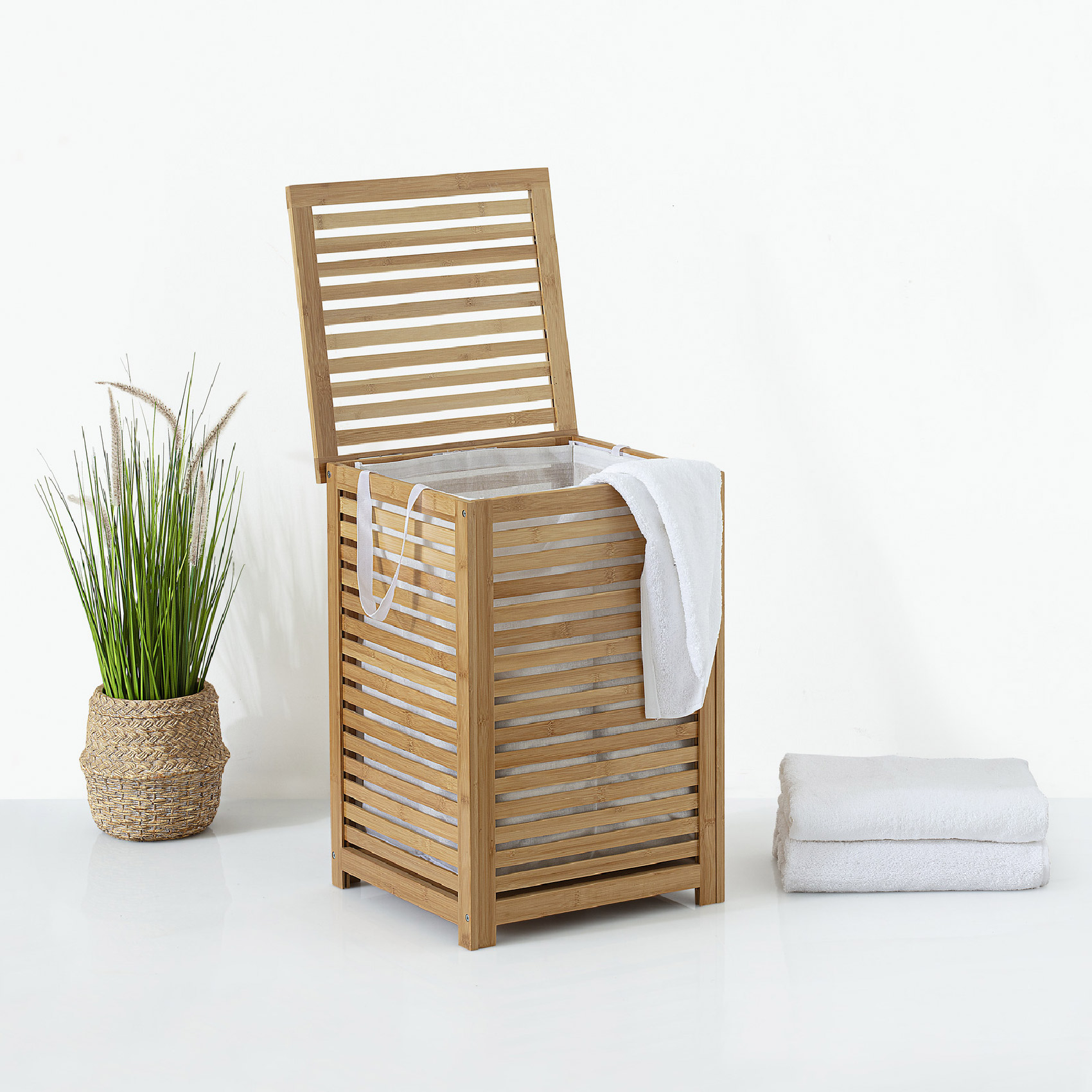 Panier à linge en bambou naturel 65 L — vue 5