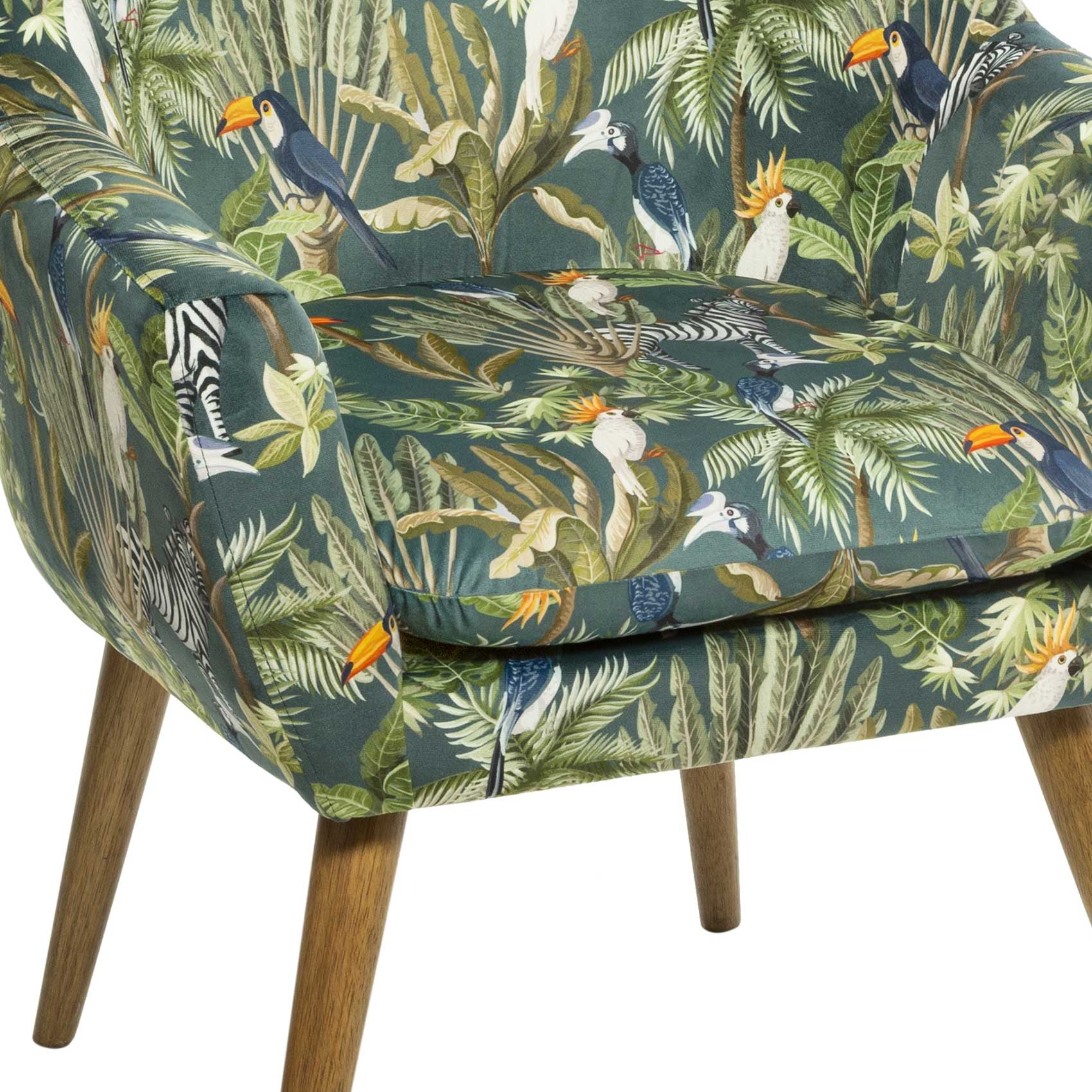 Fauteuil en velours esprit jungle — vue 3