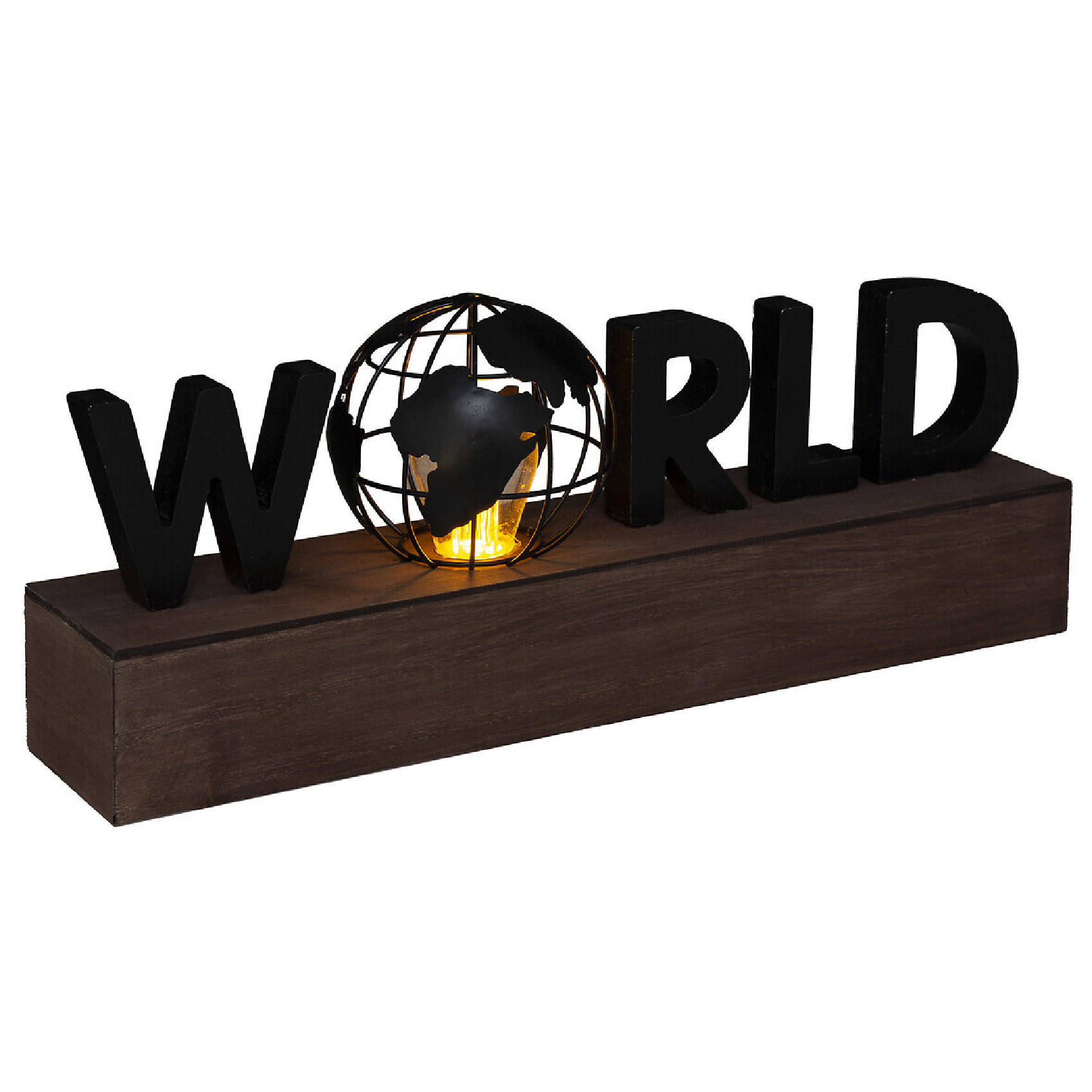 Lampe avec mot WORLD — vue 3