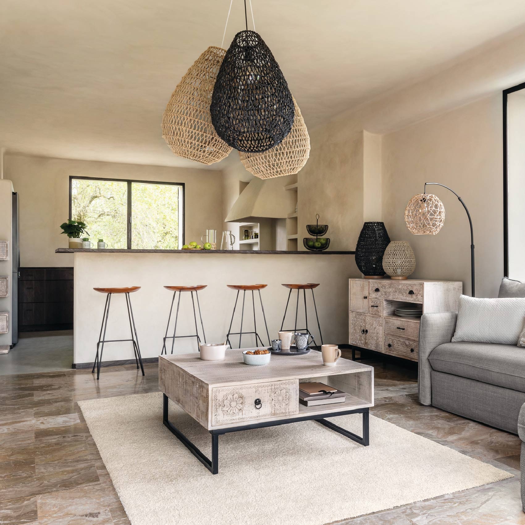 Lampadaire à effet rotin — vue 4