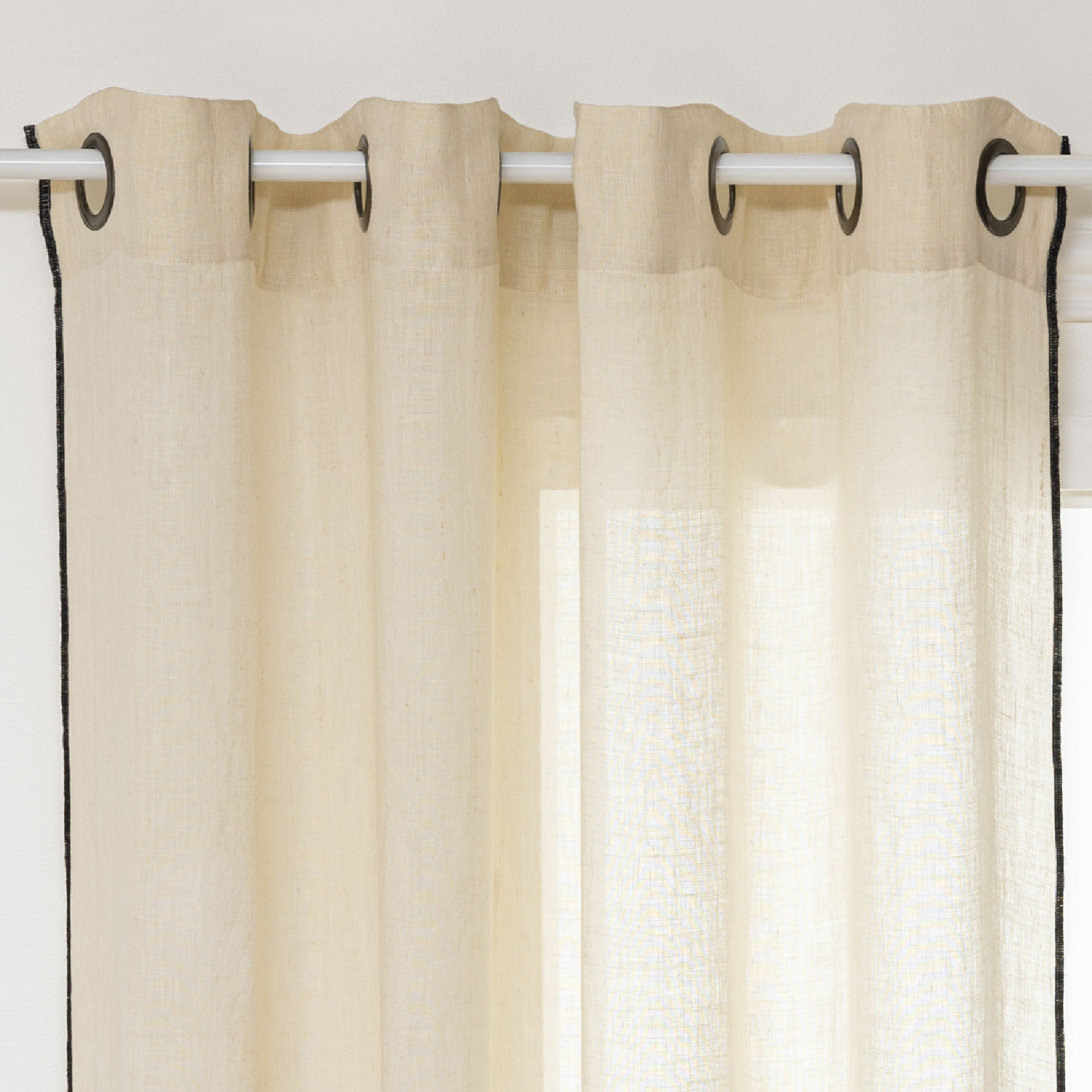 Rideau Voilage  100% lin bourdon noir — vue 3