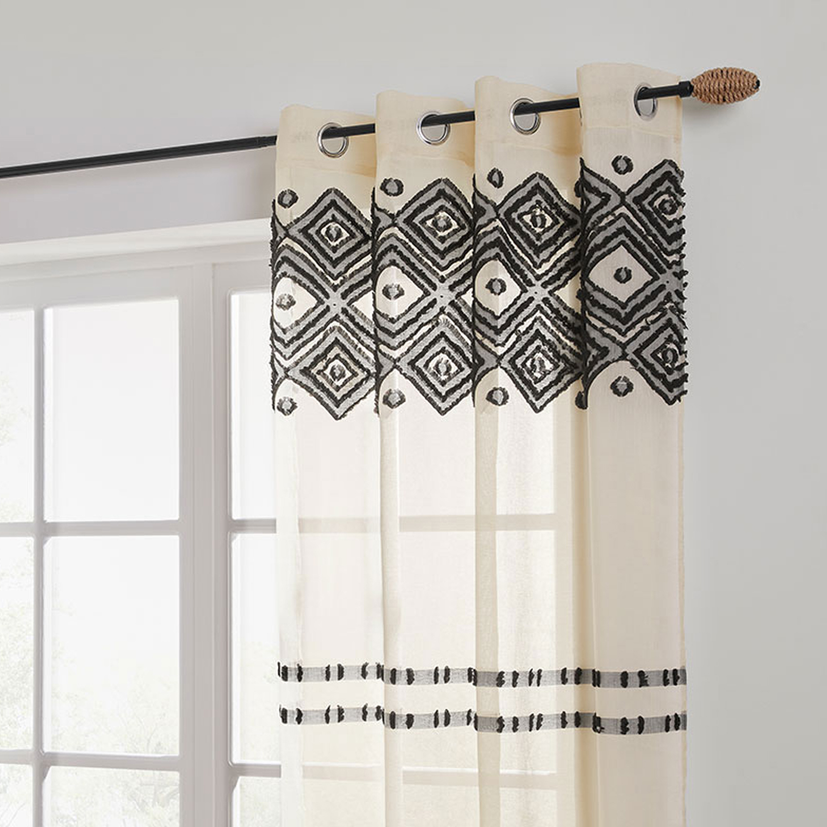 Tringle noire extensible embouts naturels — vue 4