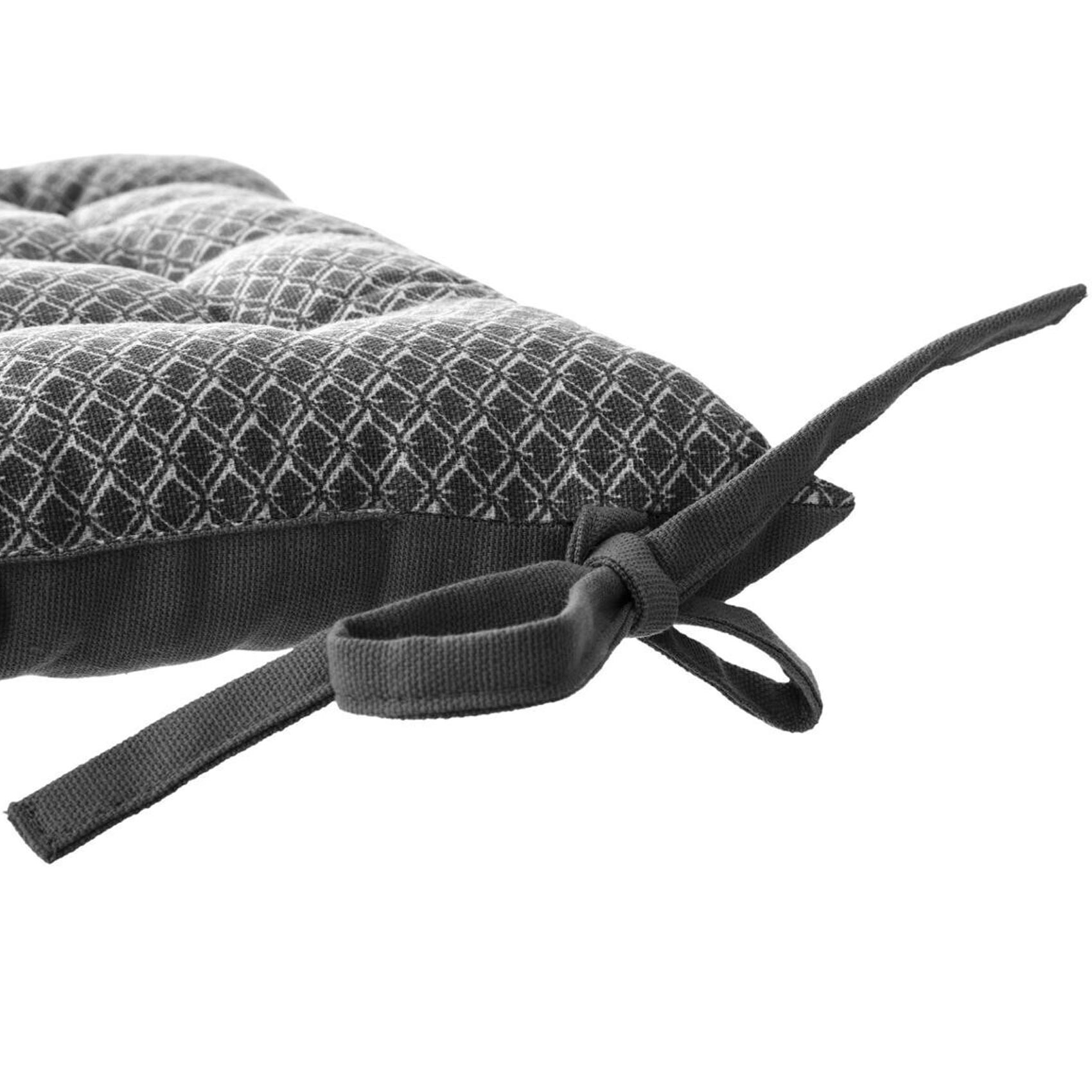 Galette de chaise imprimée et matelassée à nouettes — vue 4