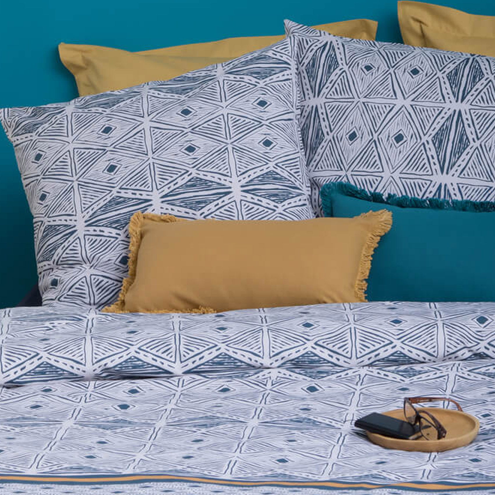 Parure de couette en percale de coton aux motifs texturés — vue 3