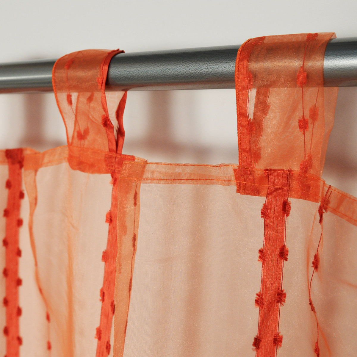 Voilage à rayures et fils coupés brique — vue 3
