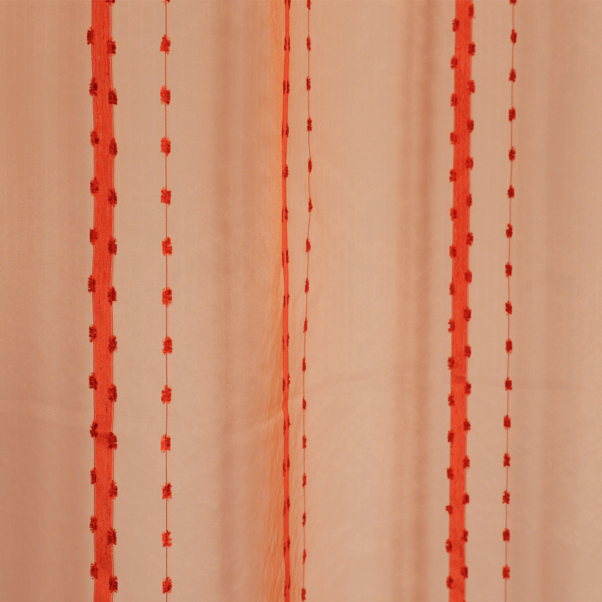 Voilage à rayures et fils coupés brique — vue 4