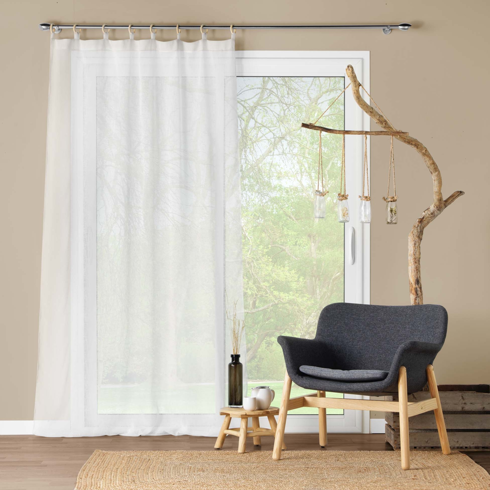 Voilage uni à œillets en bois intégrés — vue 6