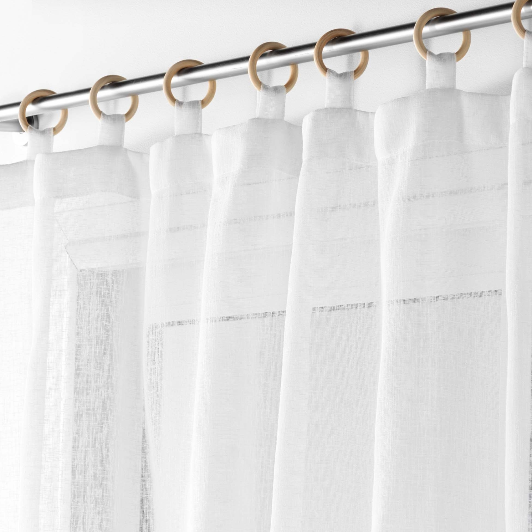 Voilage uni à œillets en bois intégrés — vue 3