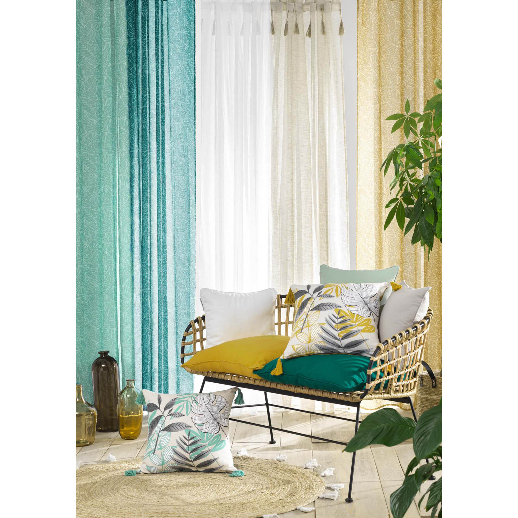 Voilage à pompons effet lin — vue 5