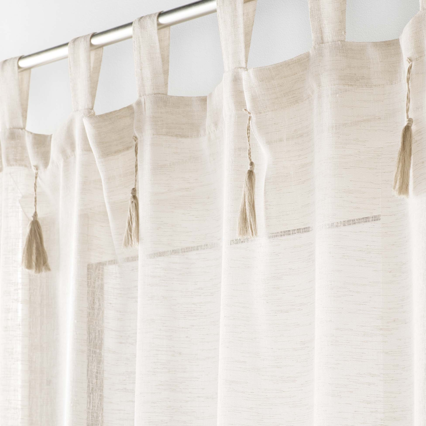 Voilage à pompons effet lin — vue 4