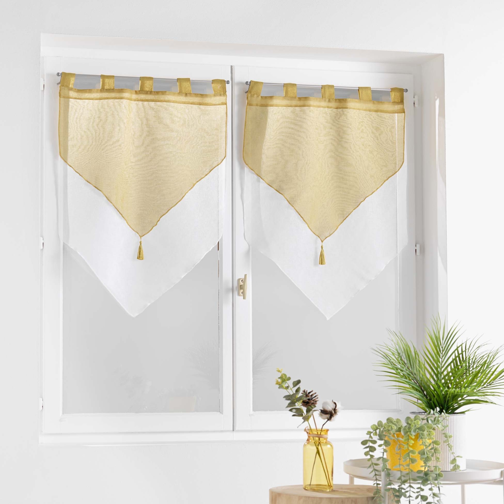 Paire de voilages double en pointe