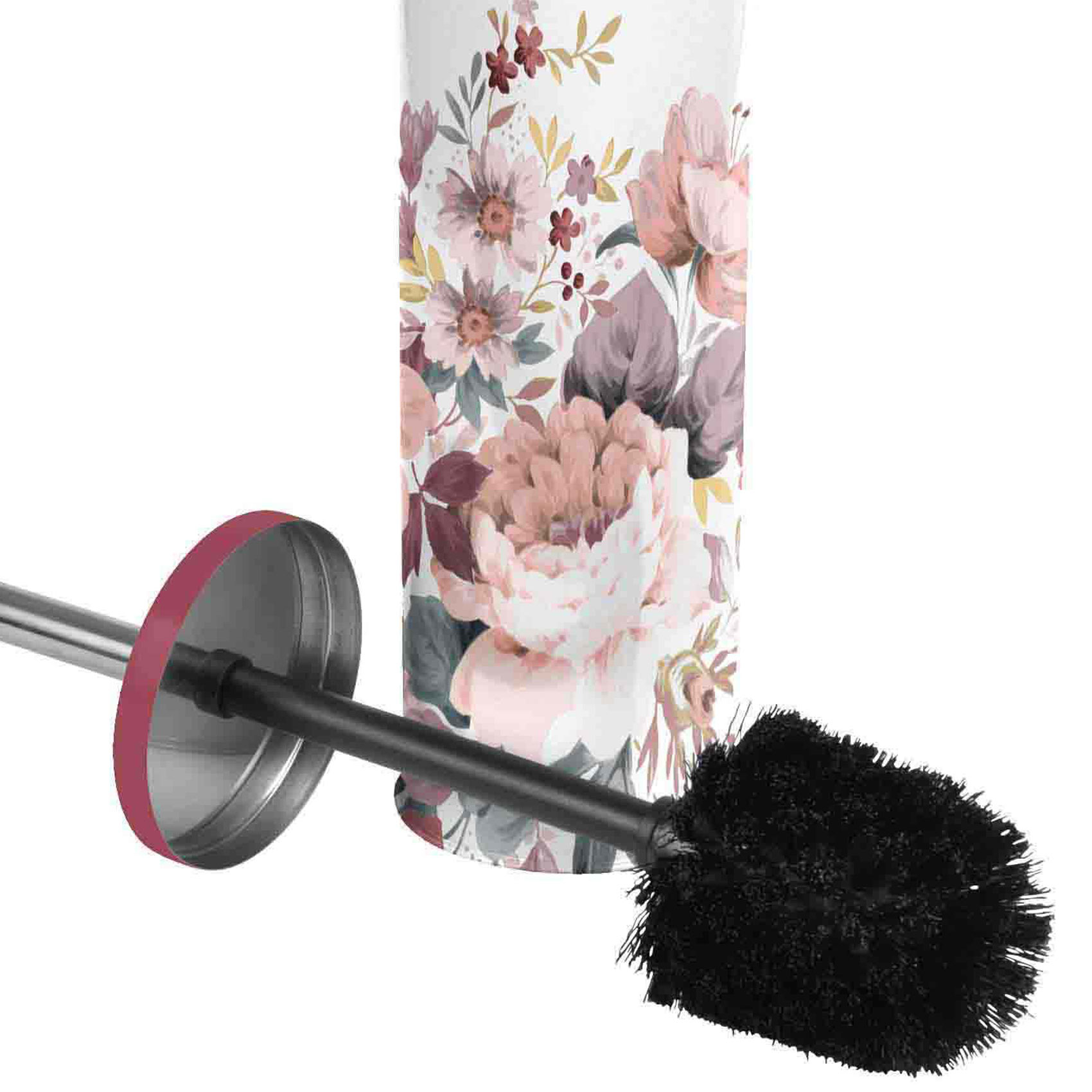 Brosse et pot wc aux impressions fleuries — vue 3