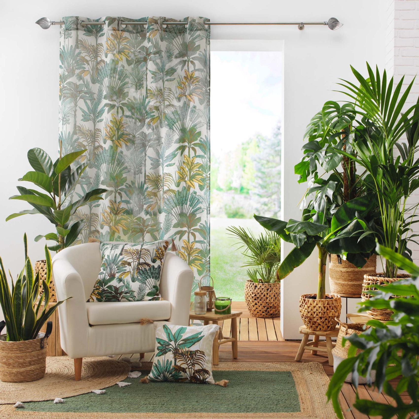 Coussin déhoussable imprimé feuillage — vue 3