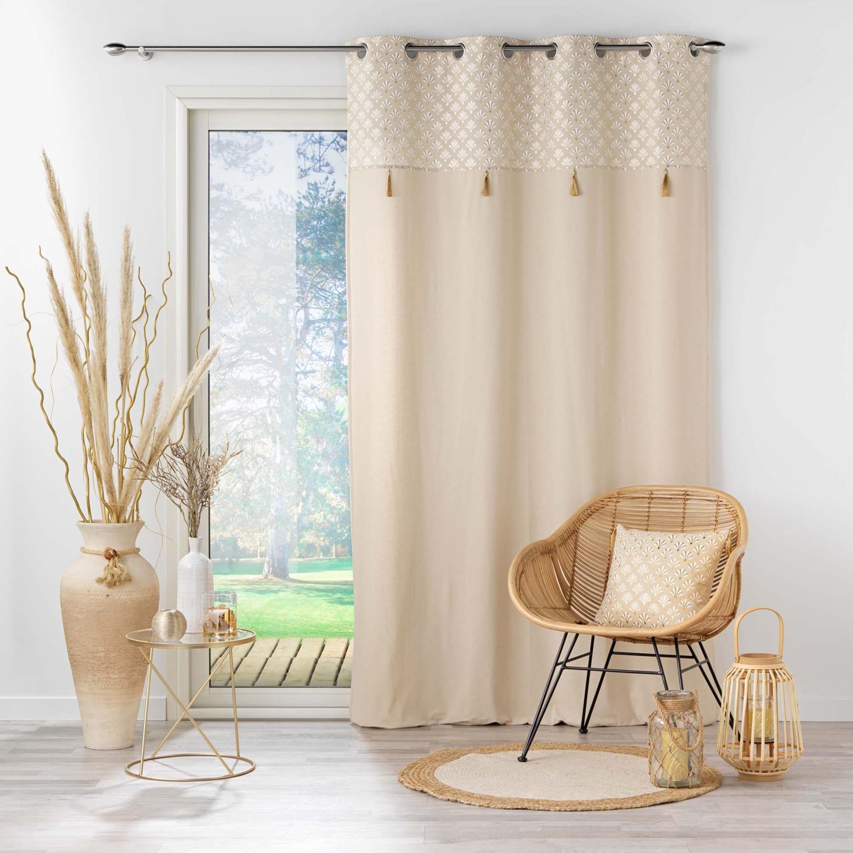 Rideau avec top imprimé et métallisé