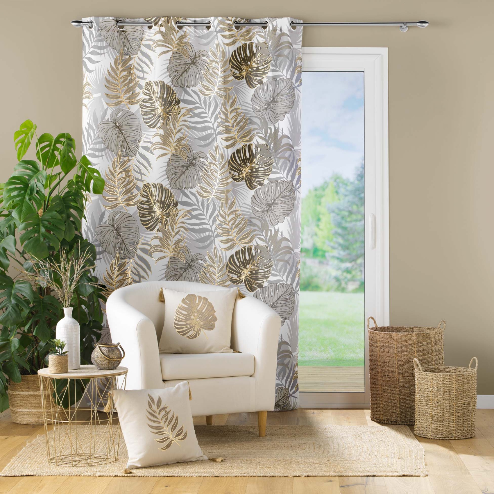 Coussin en coton au style nature dorée — vue 4