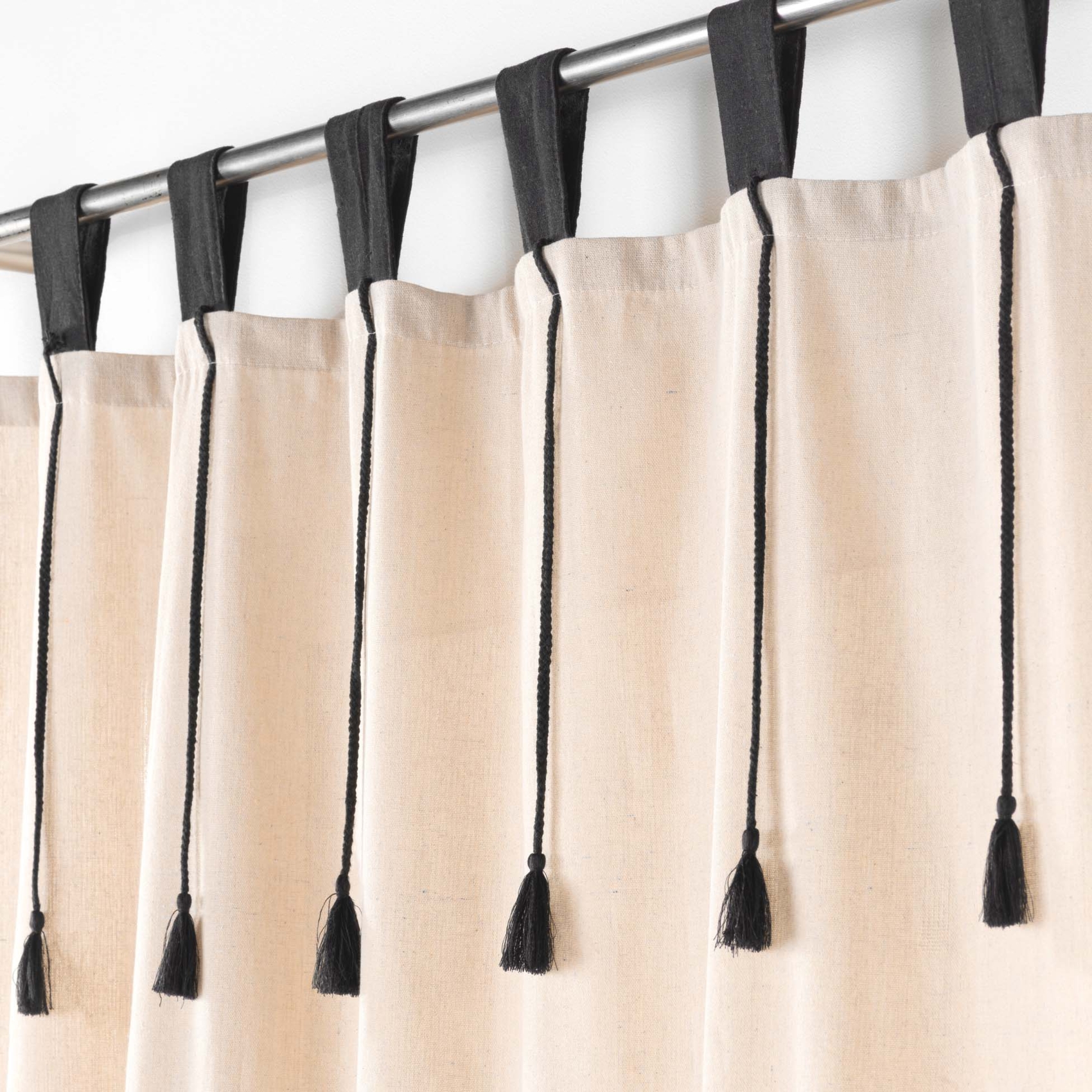 Rideau à passants et pompons poly-coton — vue 3