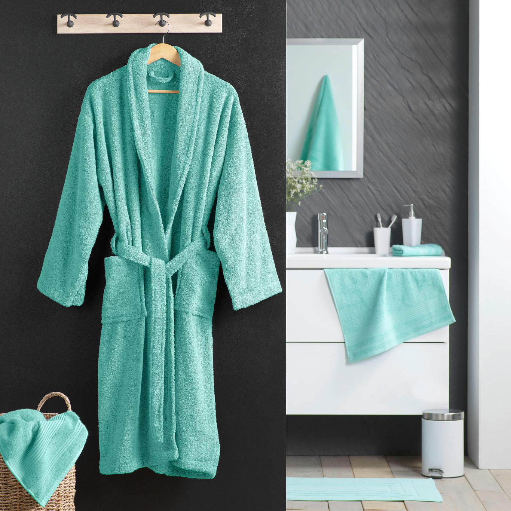 Peignoir uni à col châle — vue 6