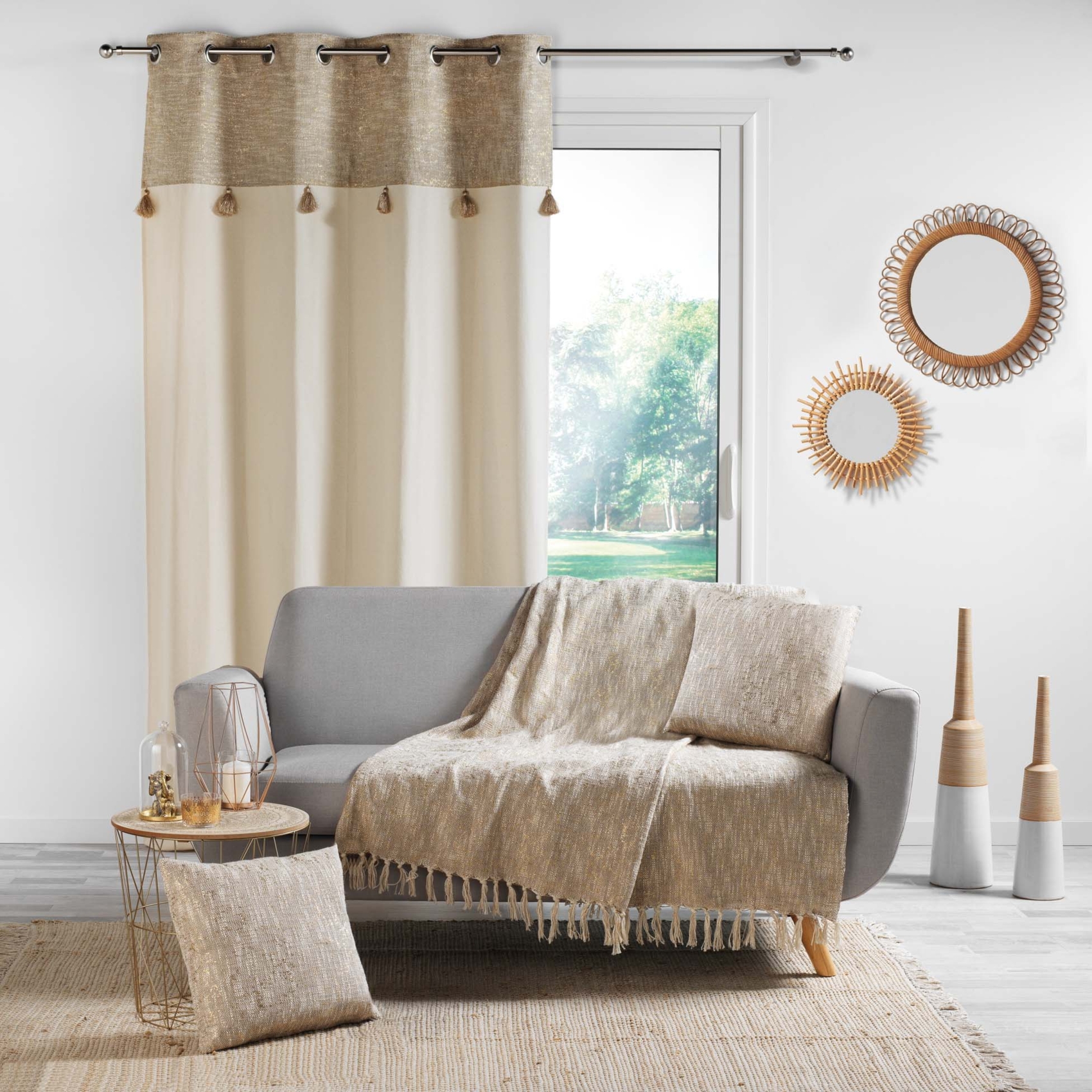 Rideau bohème parement doré ou argenté