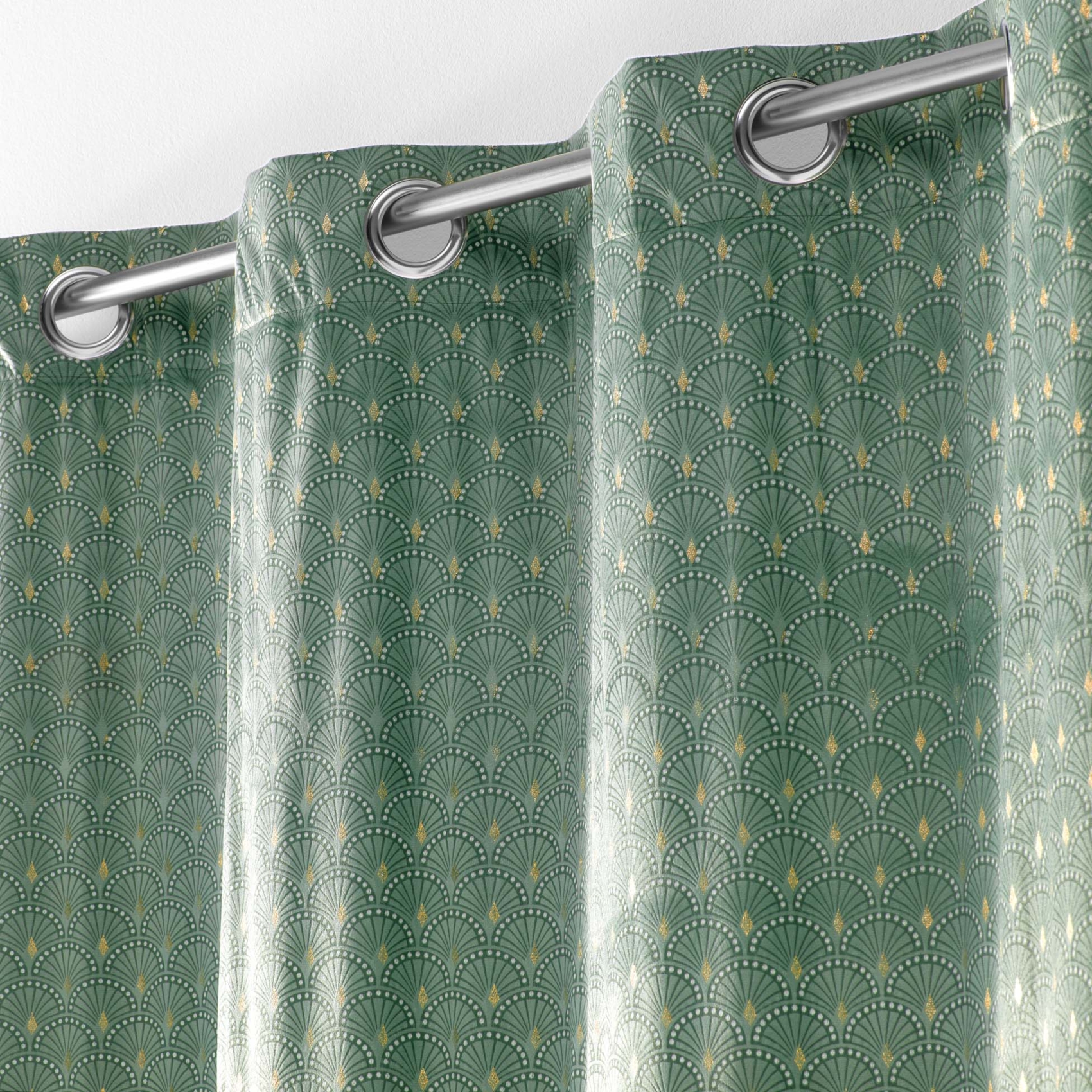 Rideau tamisant en velours print or — vue 3