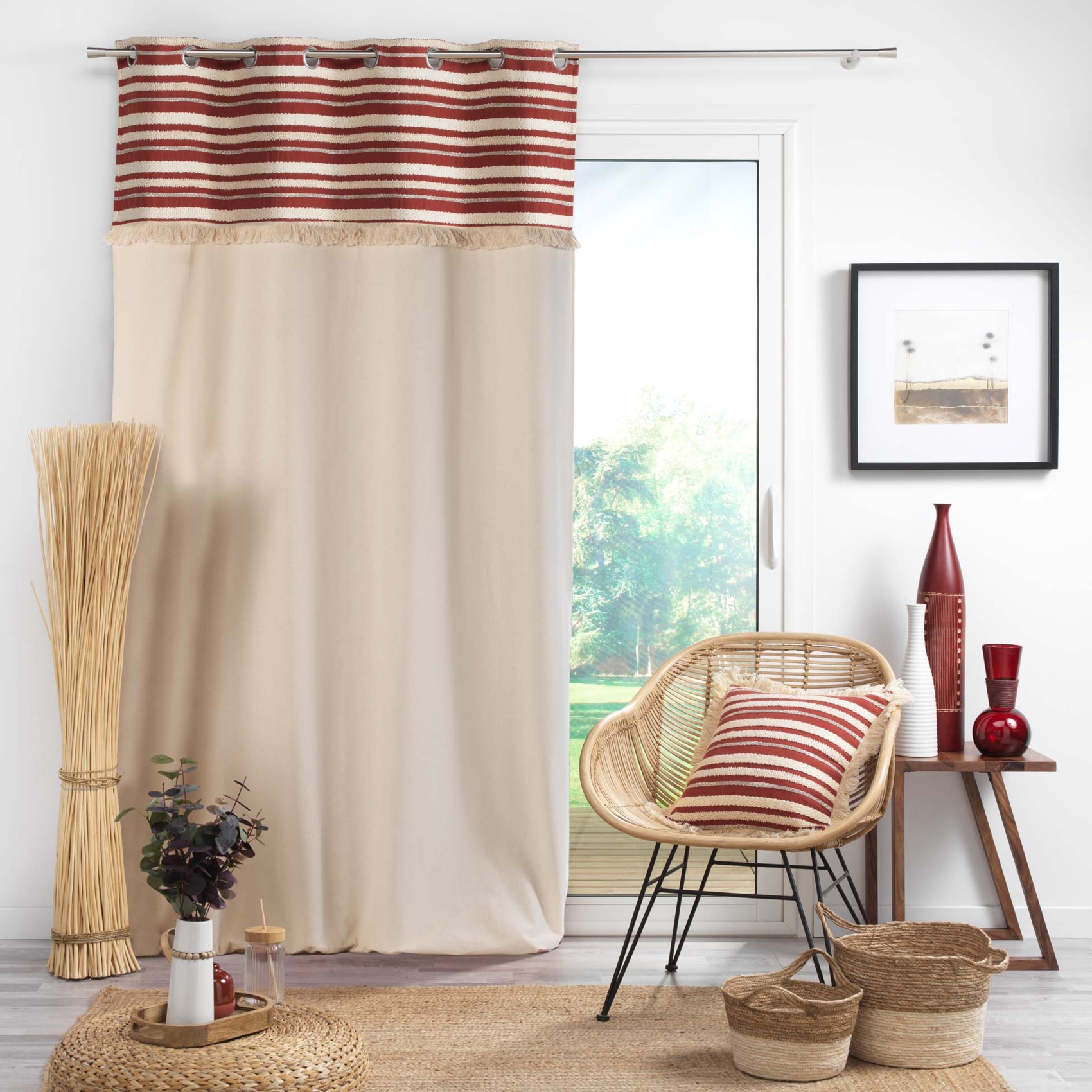 Rideau au top tissé et frangé — vue 6