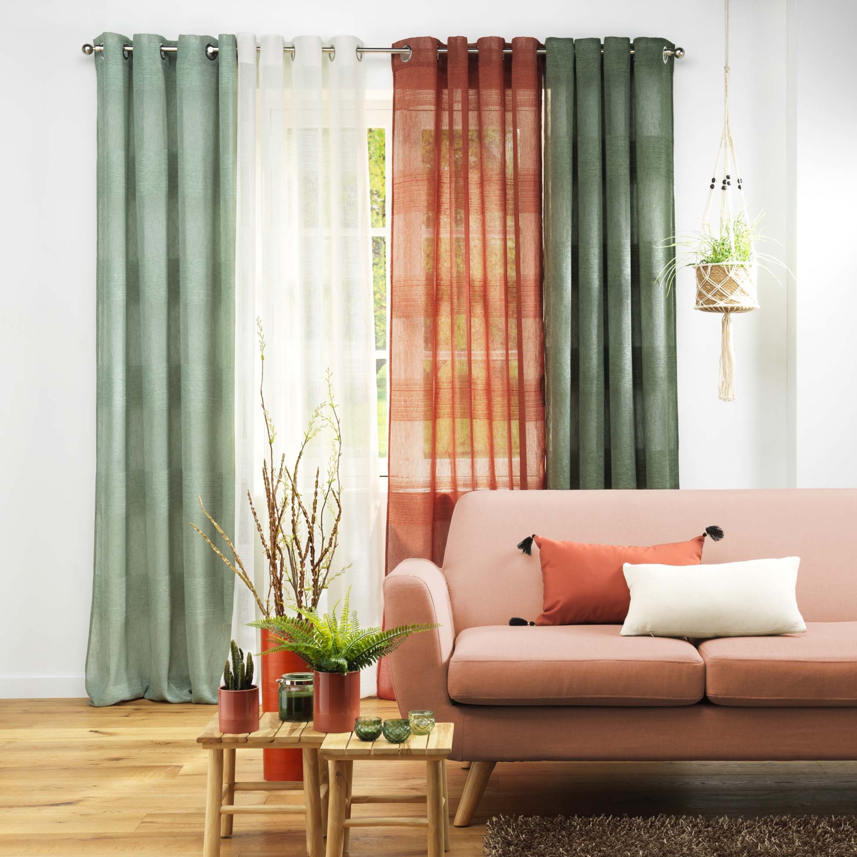 Voilage rayé fils chenille effet lin — vue 5