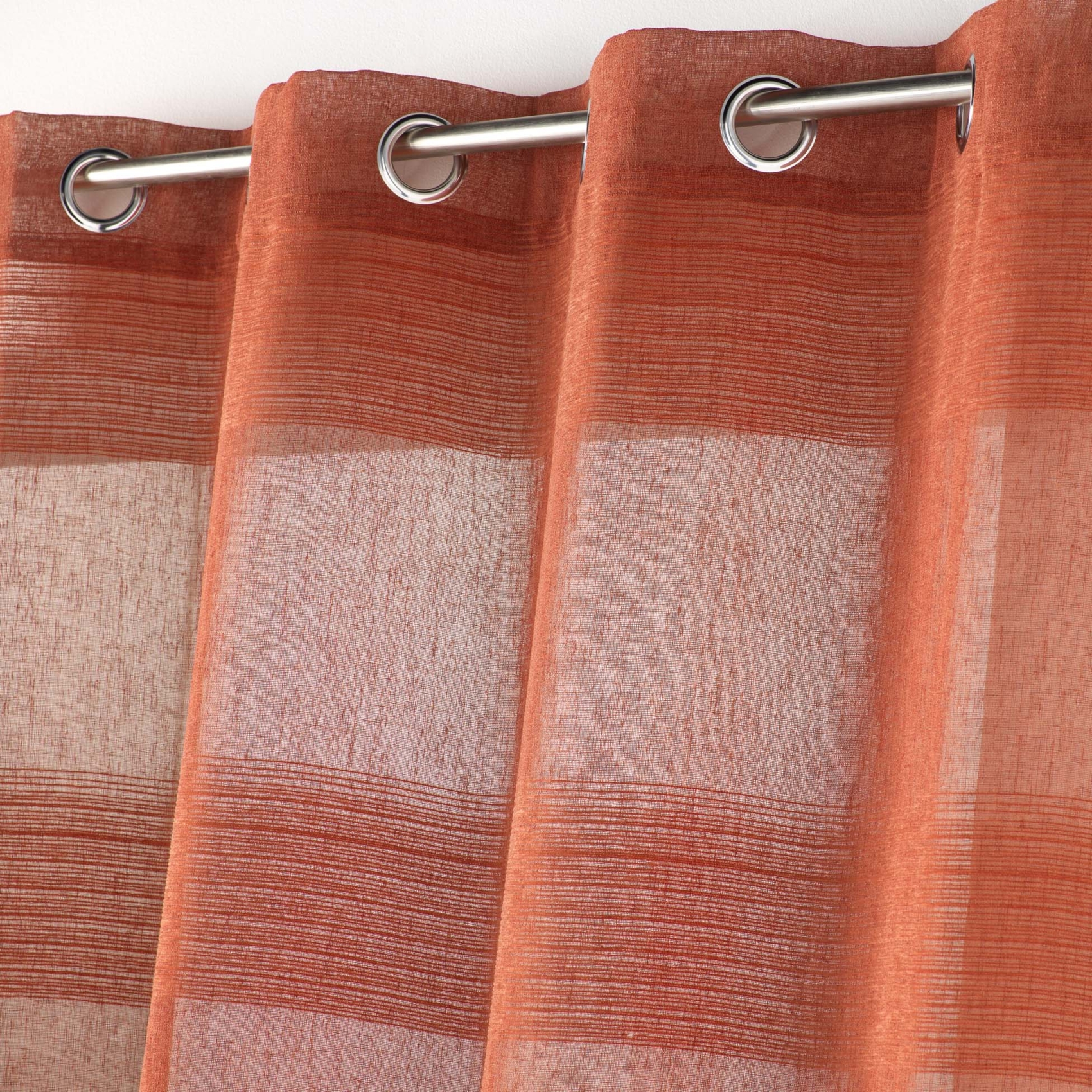 Voilage rayé fils chenille effet lin — vue 3